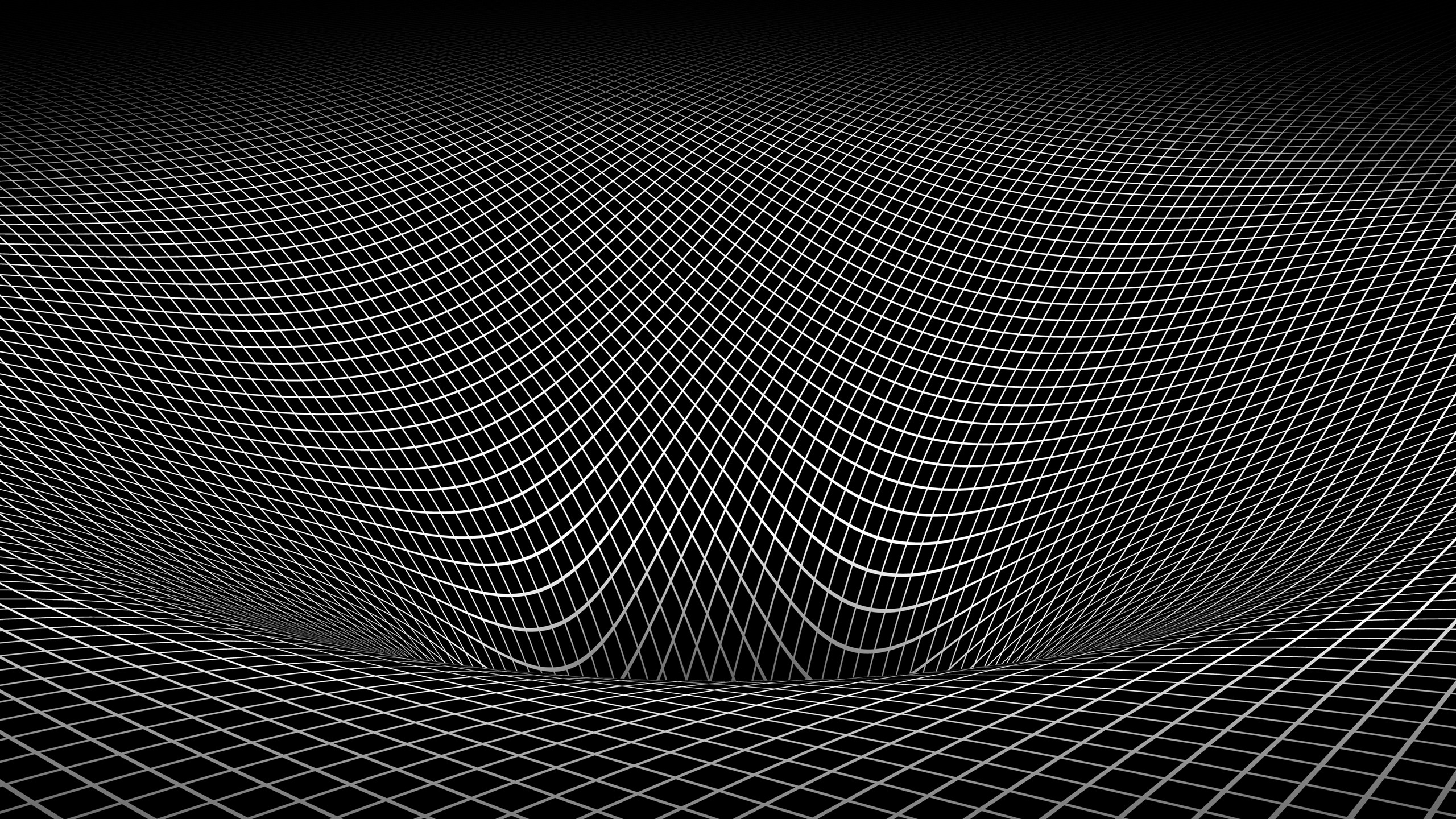 Abstract grid warping into a black hole HD Wallpaper