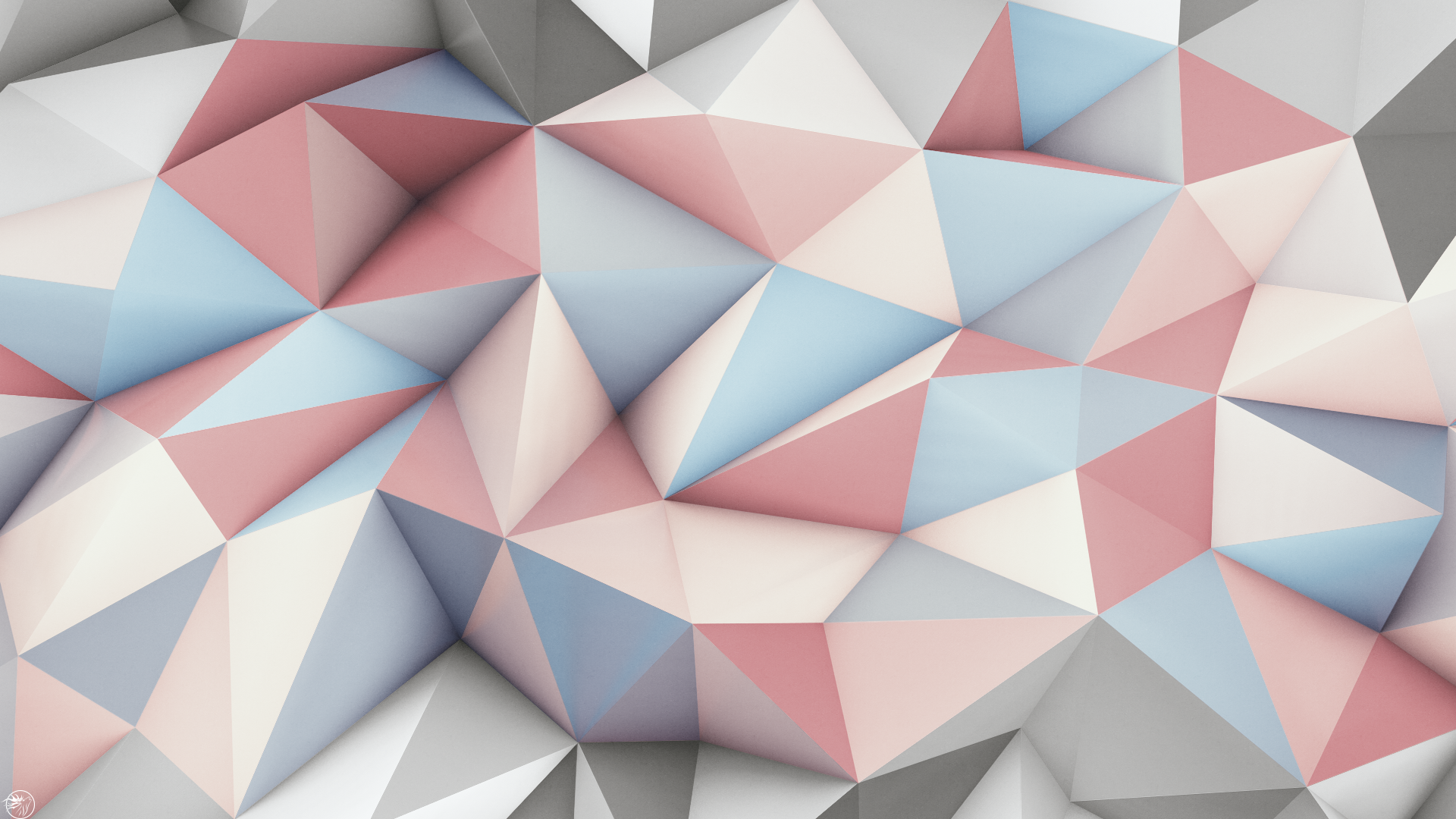 Abstract low poly 3D artwork with pastel colors HD Wallpaper