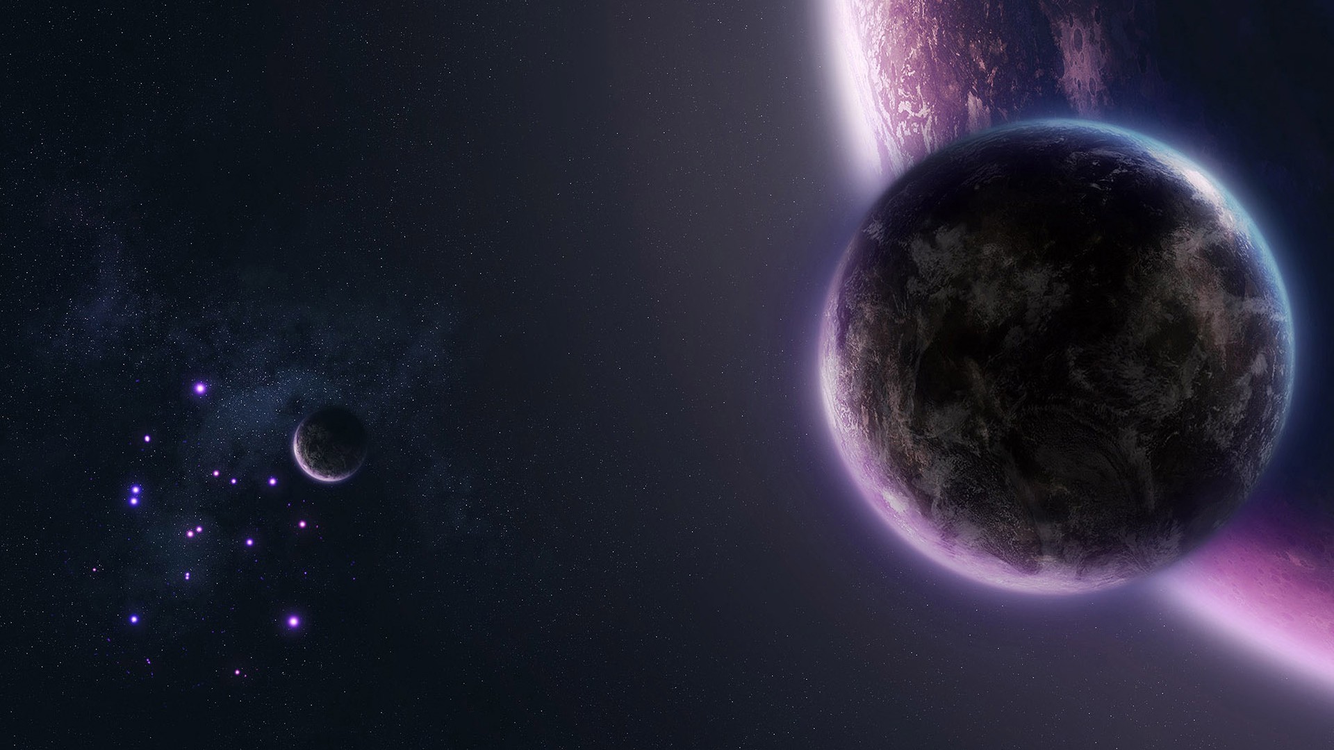 Planets and stars in deep space HD Wallpaper