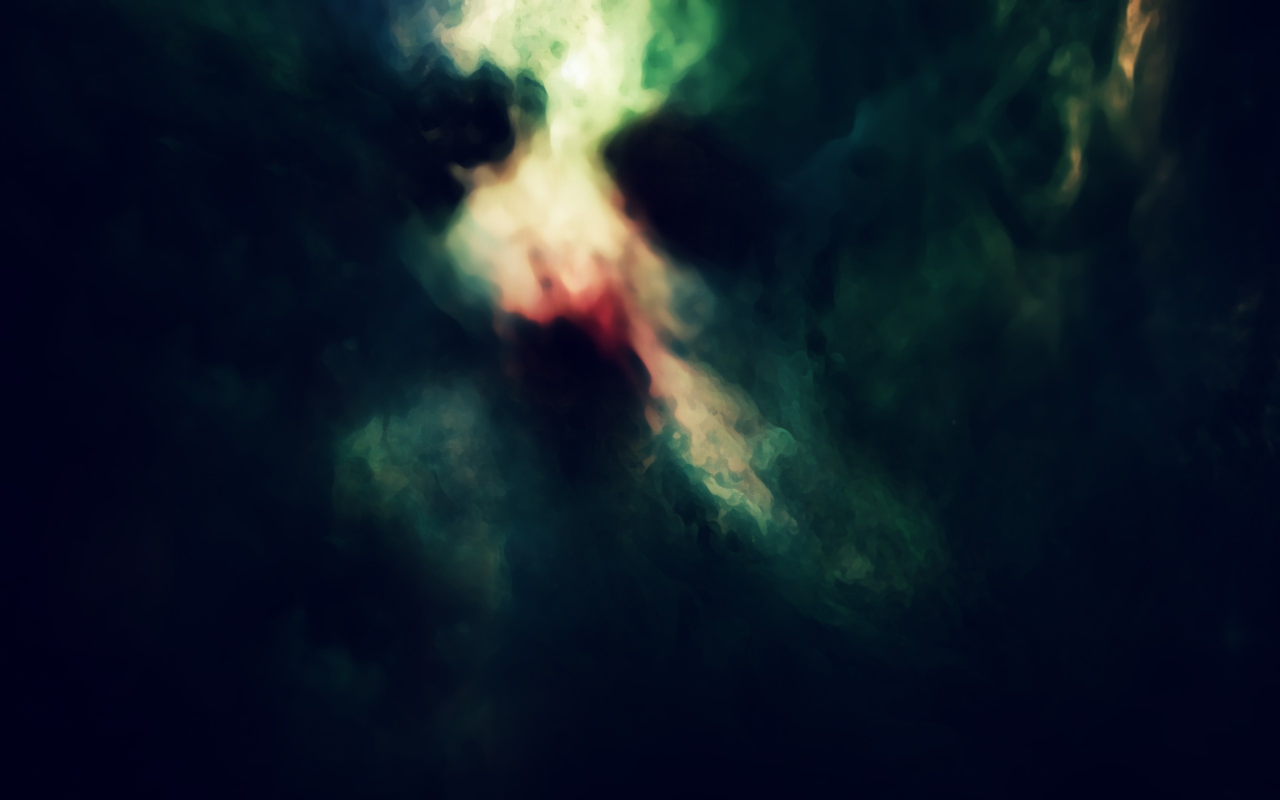 Abstract dark nebula with green and red light HD Wallpaper