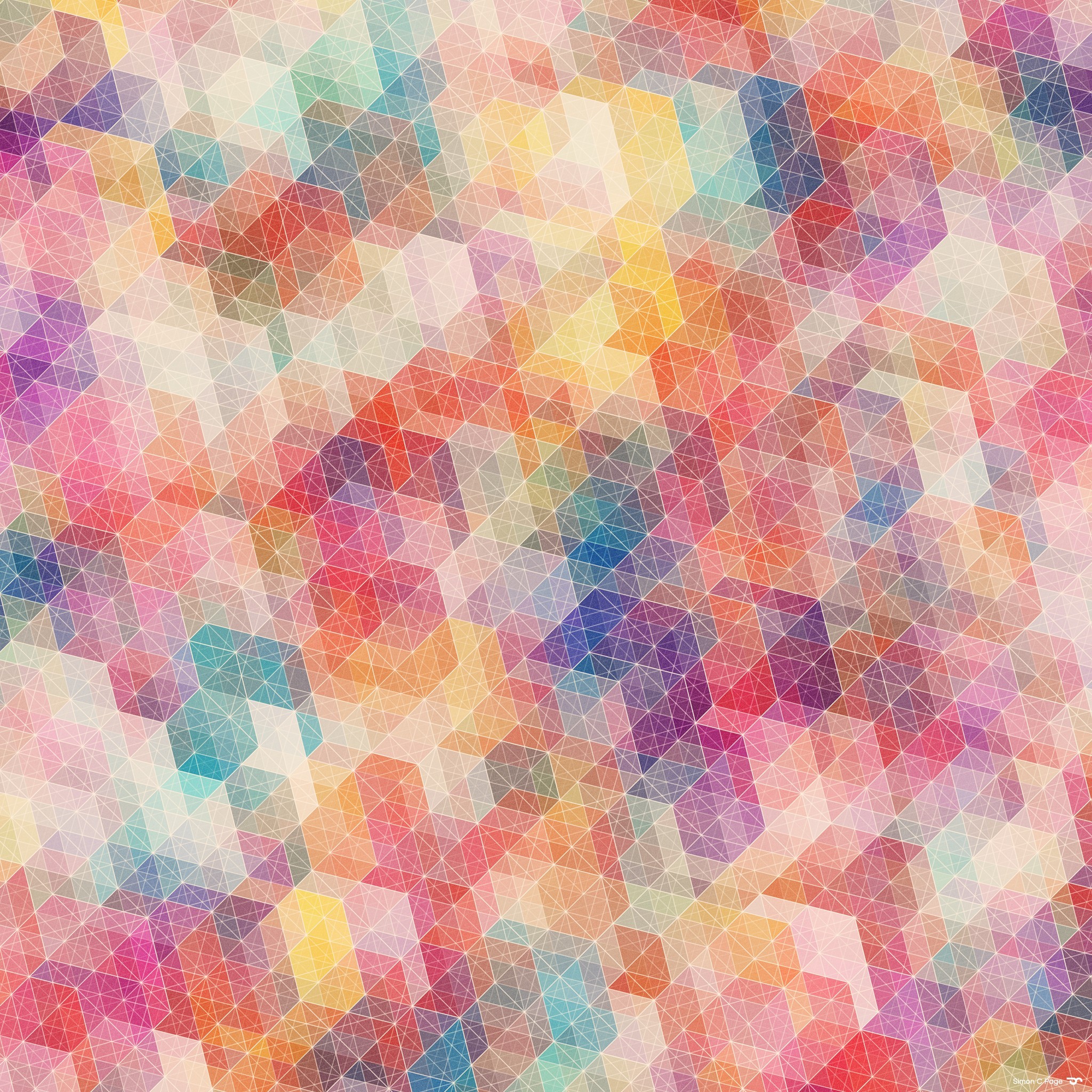 Colorful Abstract Geometric Pattern by Simon C. Page HD Wallpaper