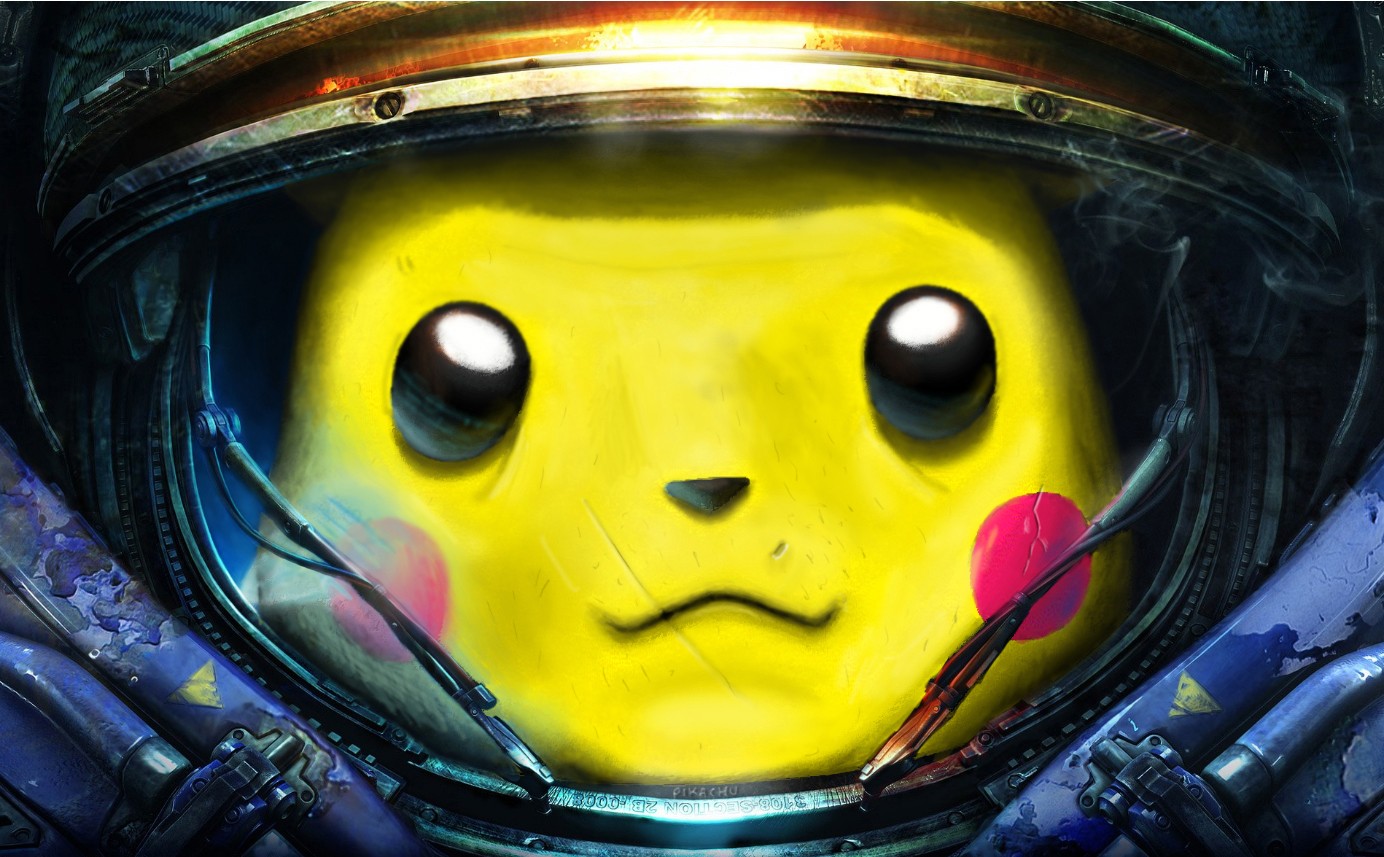 Pikachu in a Sci-Fi Helmet HD Wallpaper