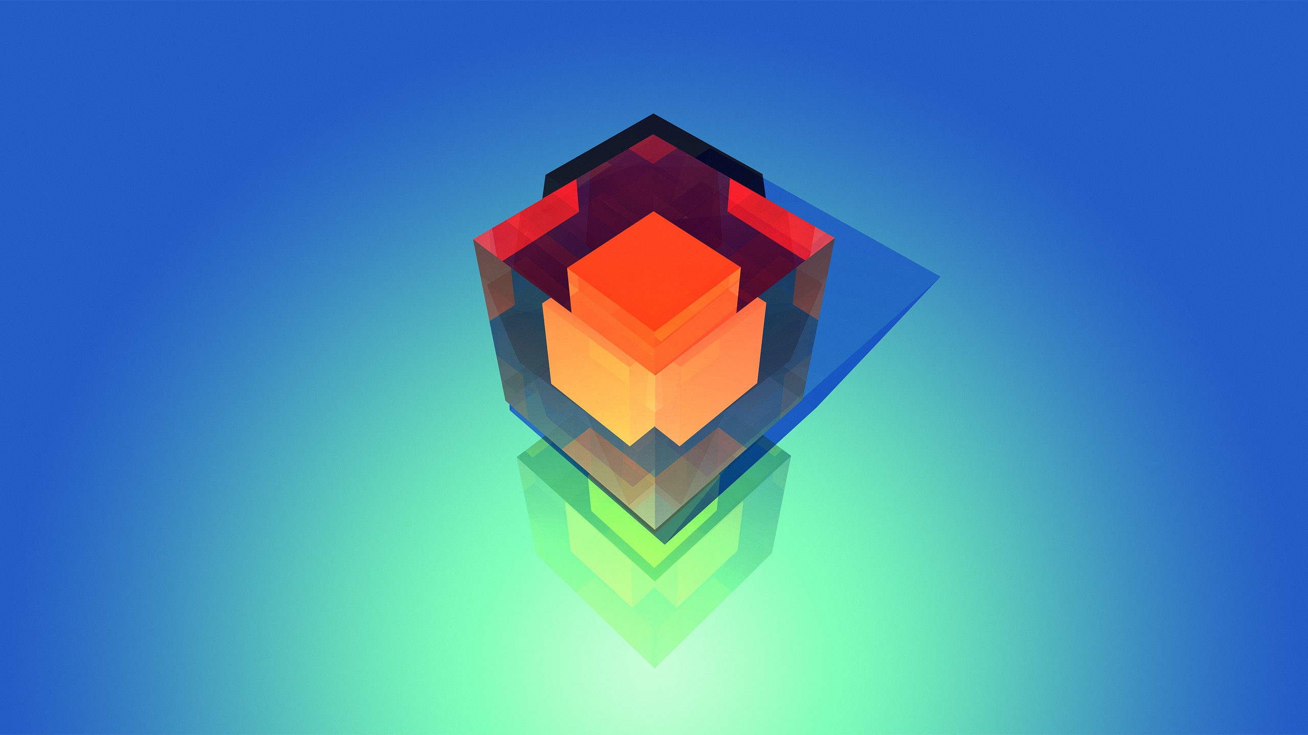Abstract geometric cube with gradient background HD Wallpaper