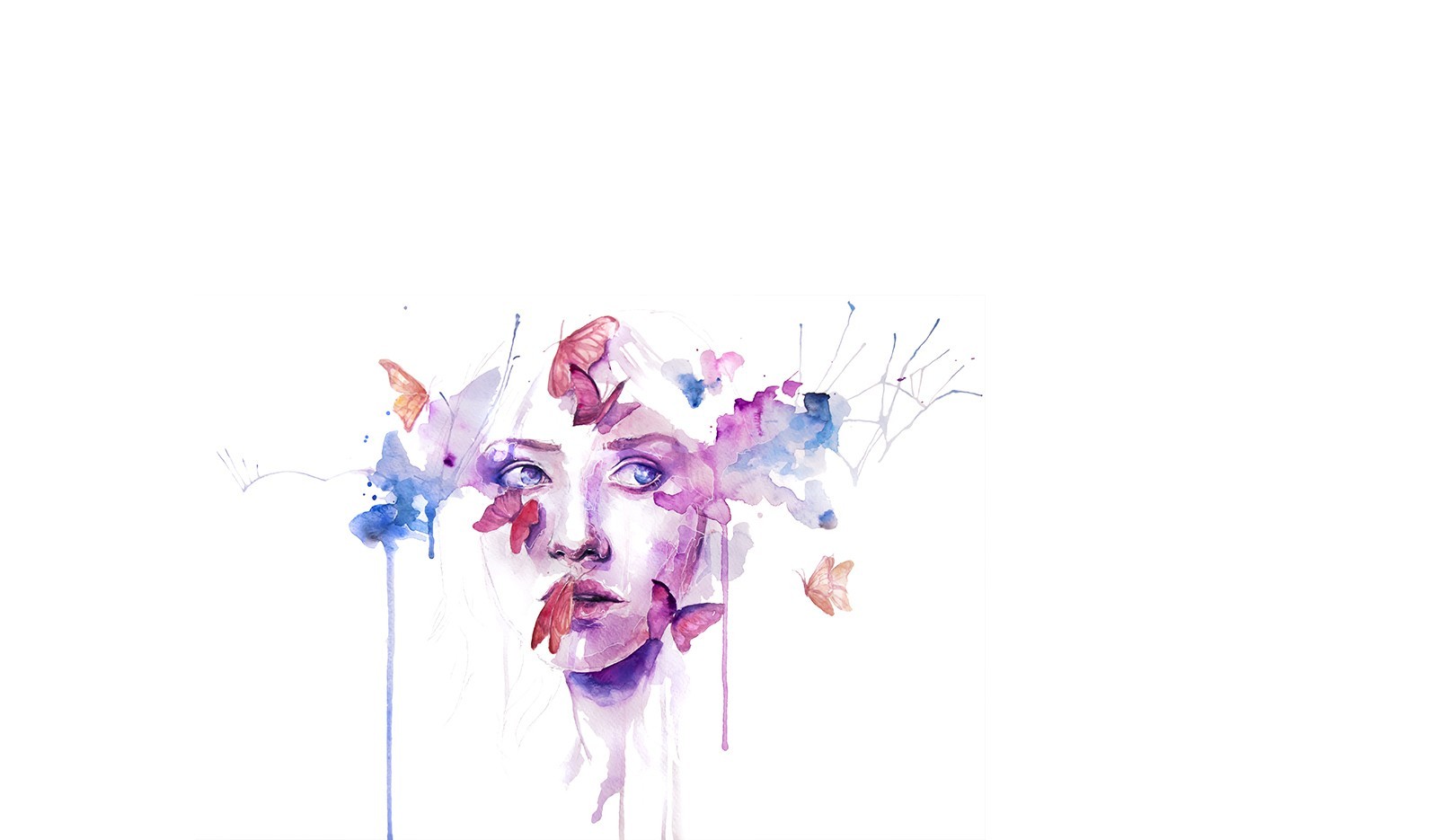 butterfly, simple background, women, face, artwork HD Wallpaper