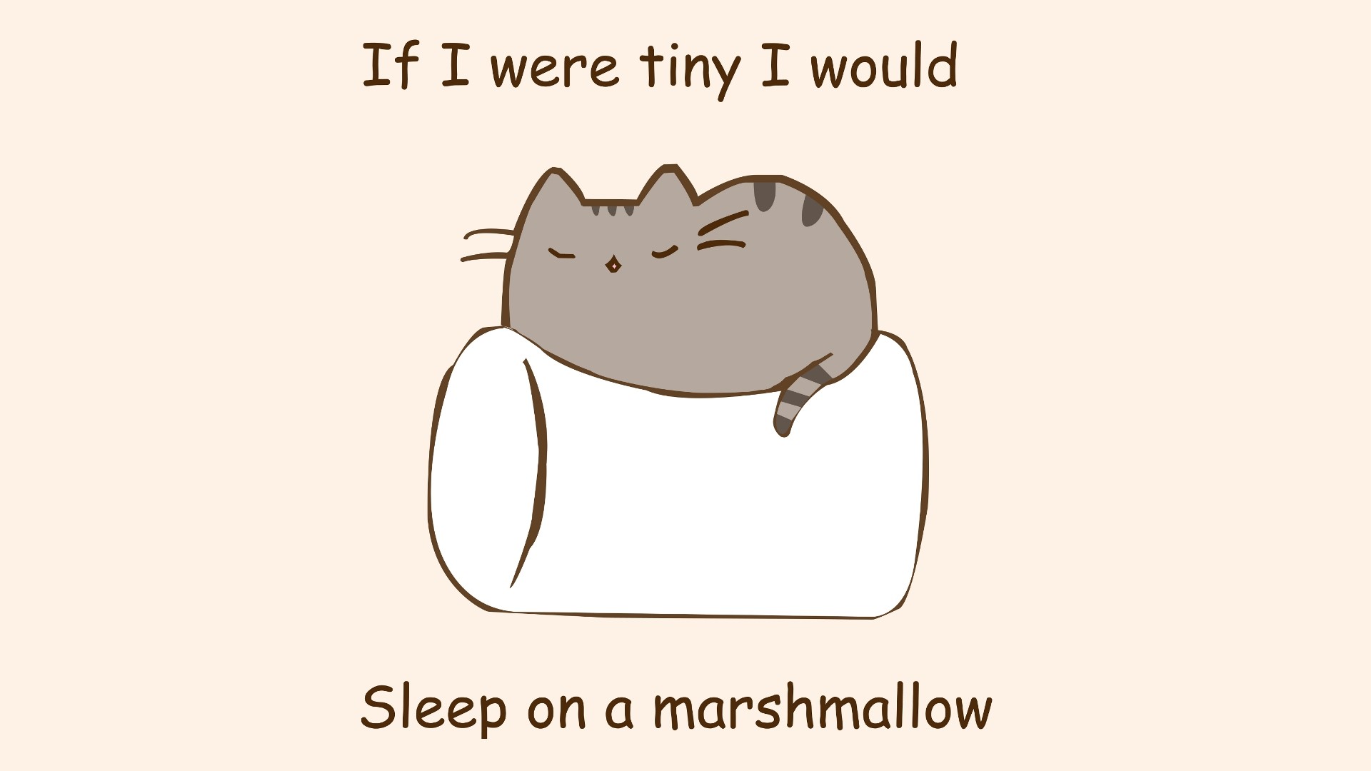 Pusheen the cat sleeps on a marshmallow HD Wallpaper