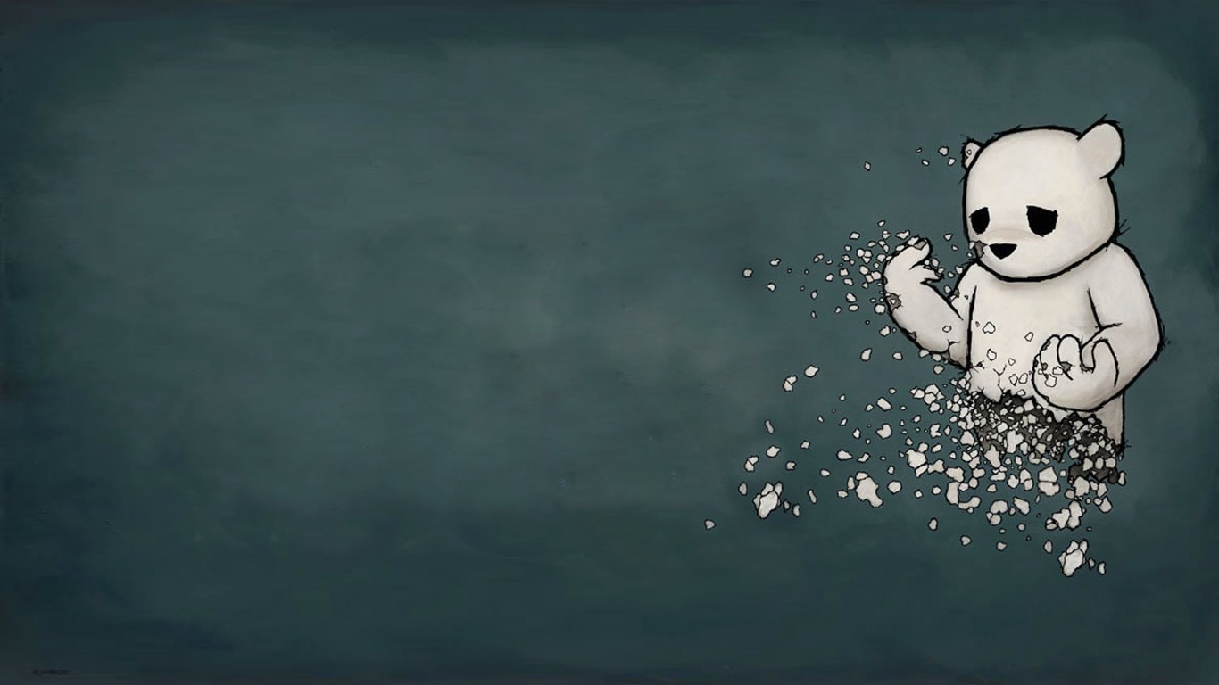 Minimalist polar bear dissolving into particles HD Wallpaper