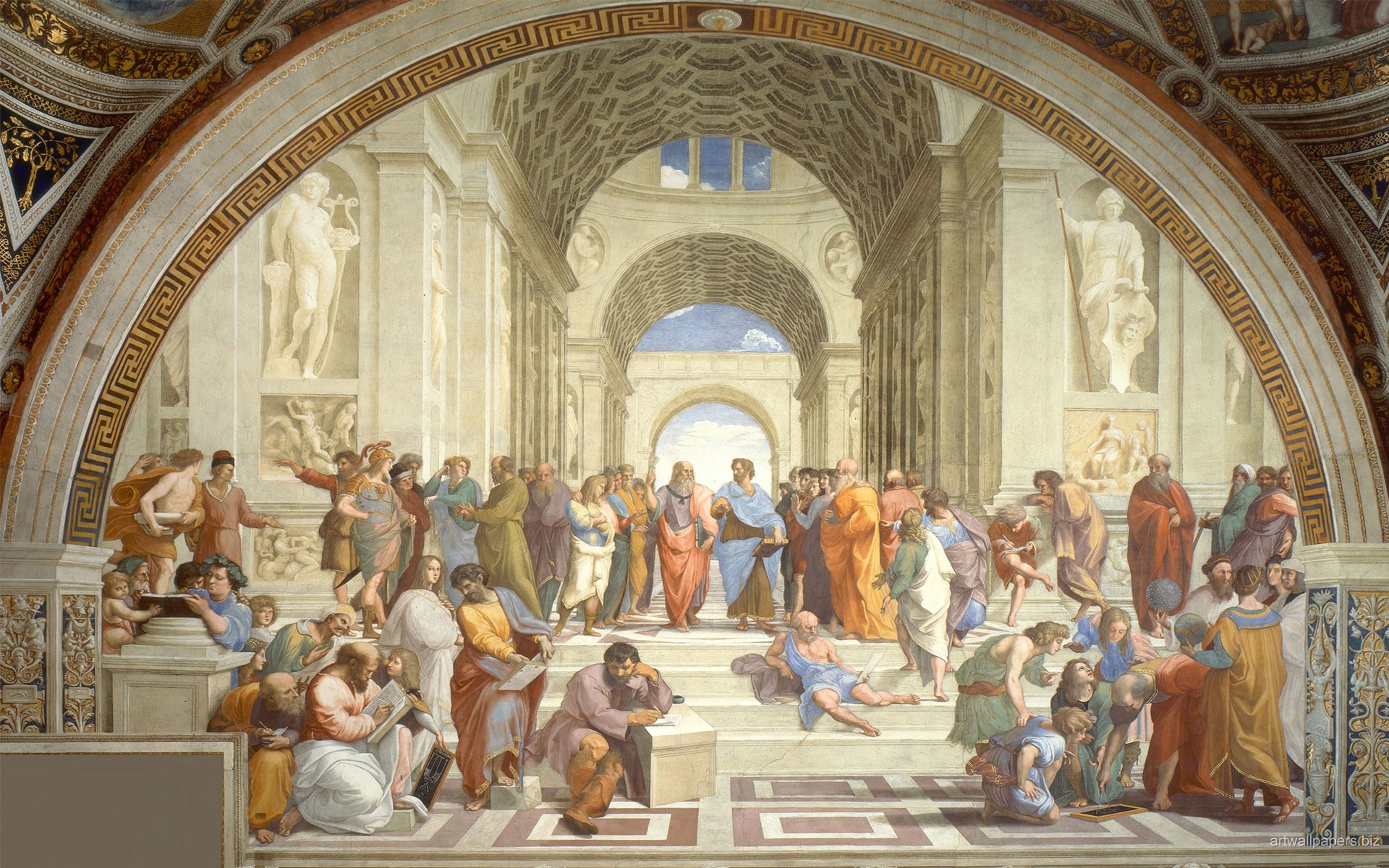 The School of Athens by Raphael HD Wallpaper