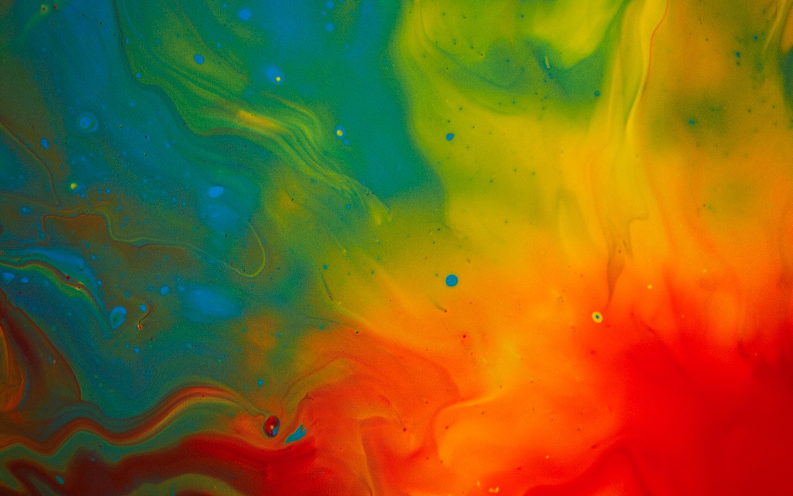 Abstract watercolor paint swirls of green, yellow, and red HD Wallpaper
