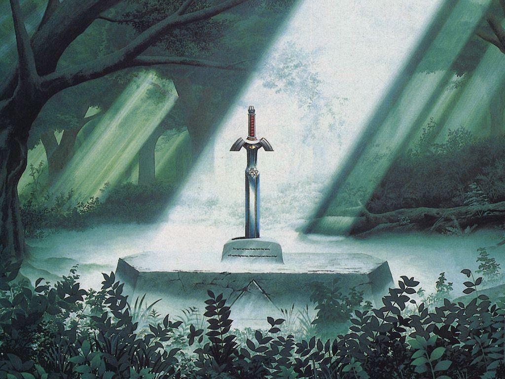 The Master Sword in a Forest HD Wallpaper