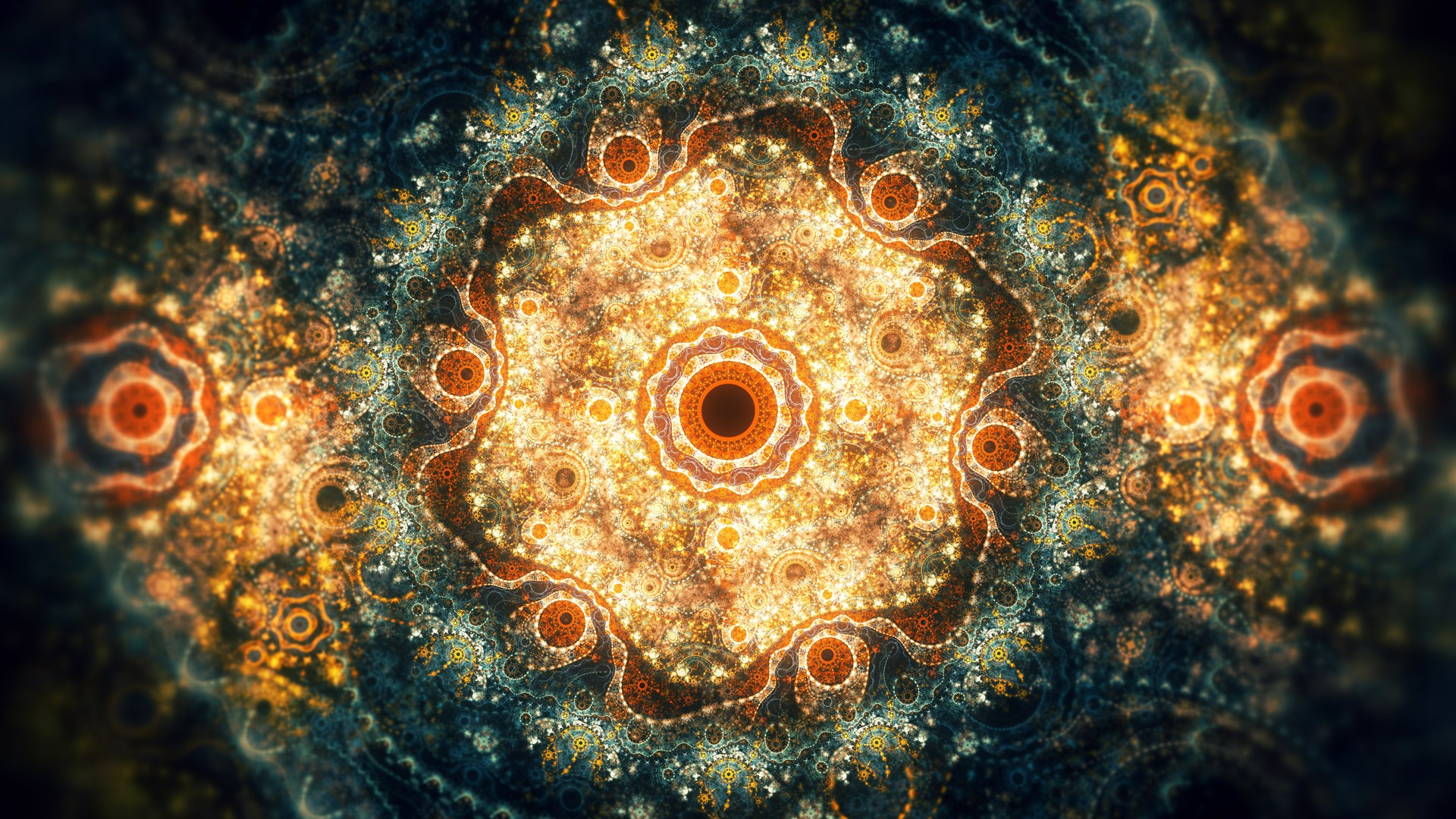 Abstract fractal pattern with orange and blue colors HD Wallpaper