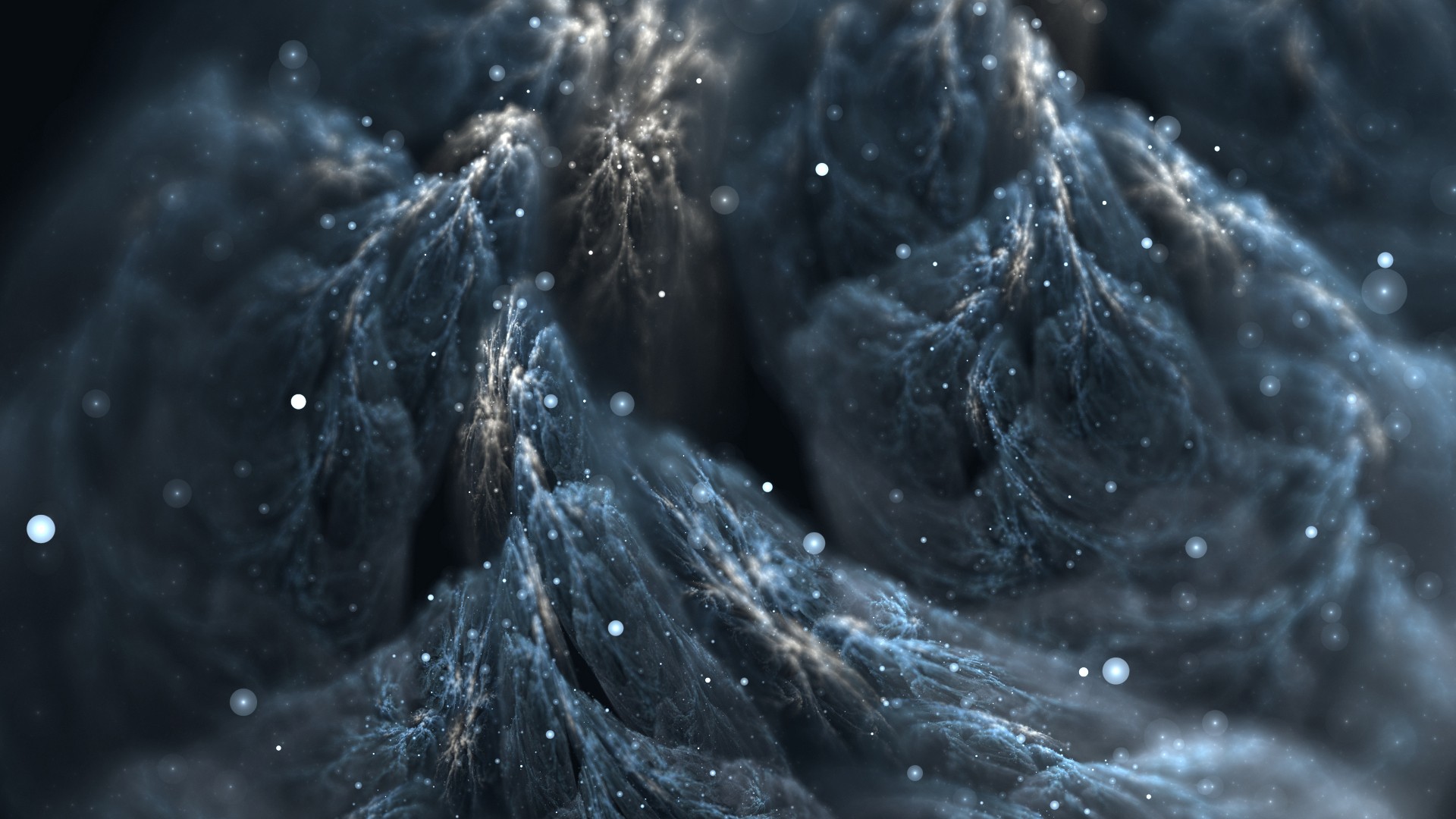 Abstract fractal clouds with glowing particles HD Wallpaper
