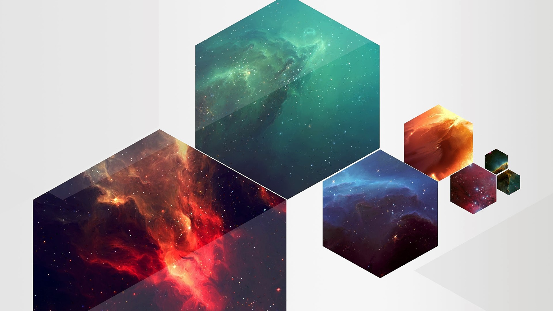 Hexagonal space nebulae digital art HD Wallpaper
