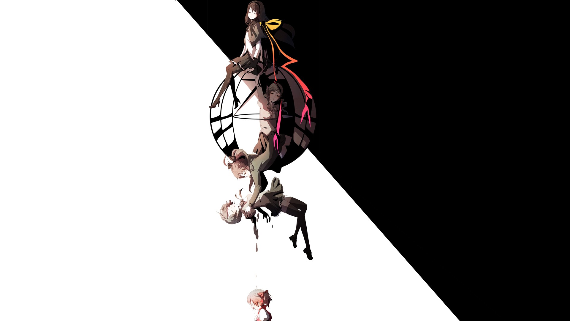 Mahou Shoujo Madoka Magica characters falling HD Wallpaper