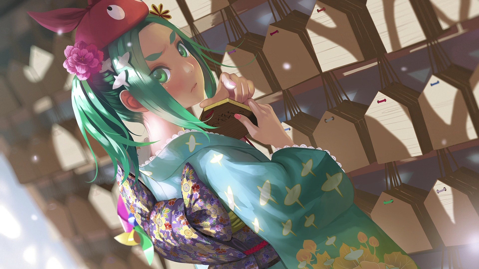 Ononoki Yotsugi in Kimono with Ema HD Wallpaper