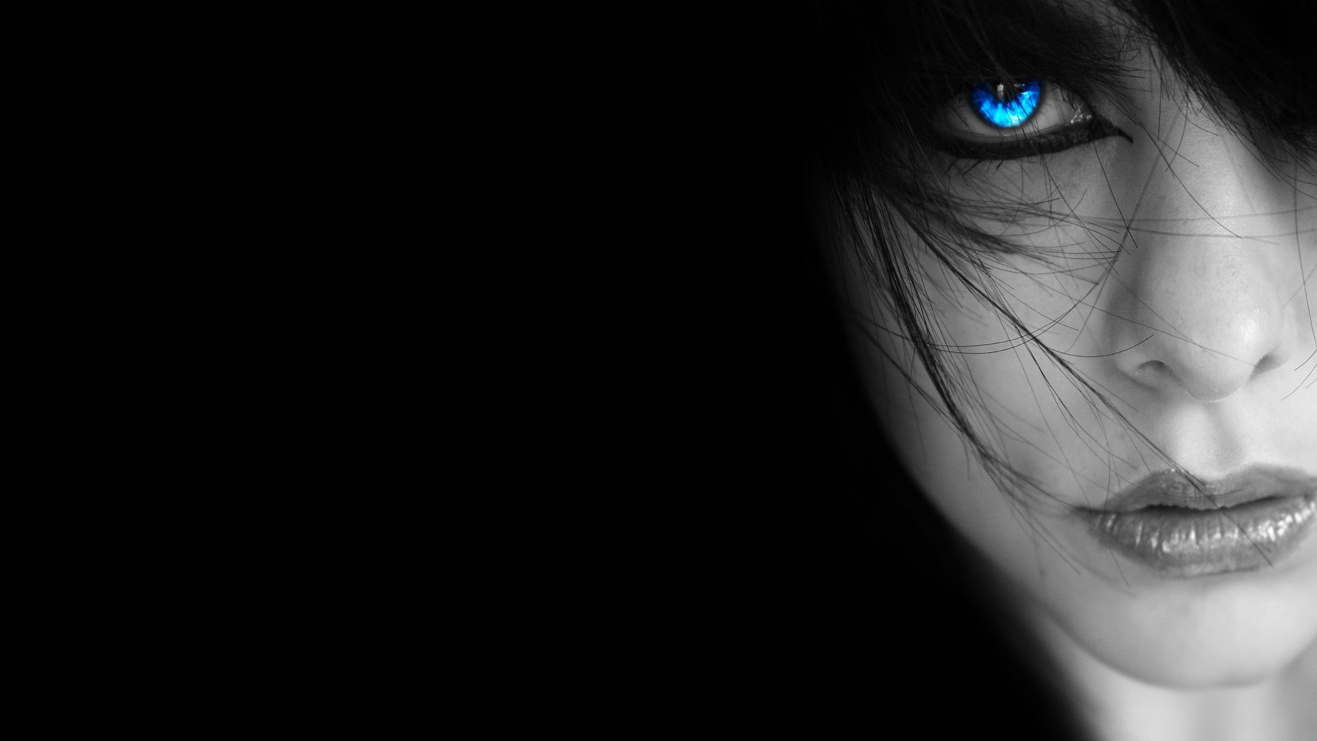 Close-up of a woman's face with blue eyes HD Wallpaper