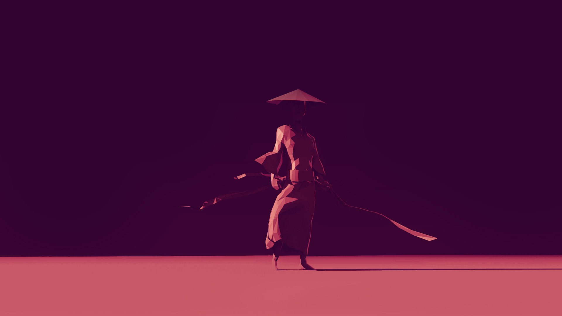 Low poly samurai with swords HD Wallpaper