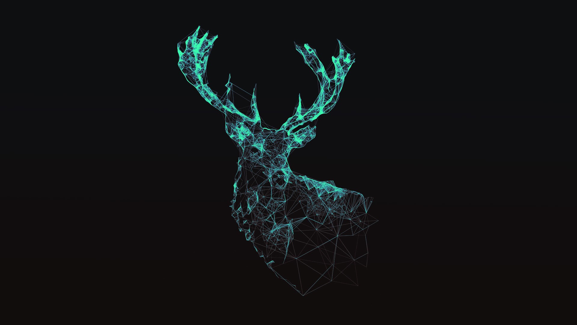 Digital art deer head with glowing lines HD Wallpaper