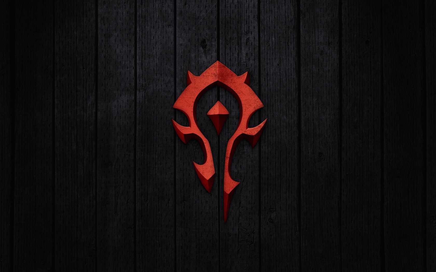 World of Warcraft Horde Symbol on Dark Wood Texture HD Wallpaper