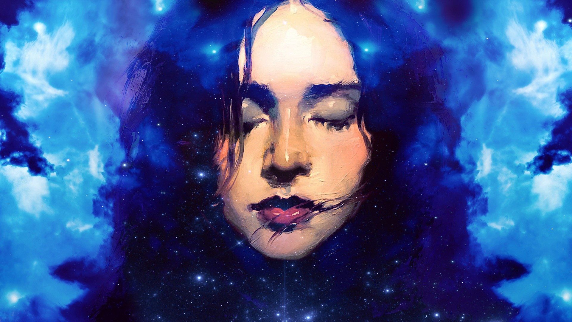 Fantasy art of a woman in space HD Wallpaper