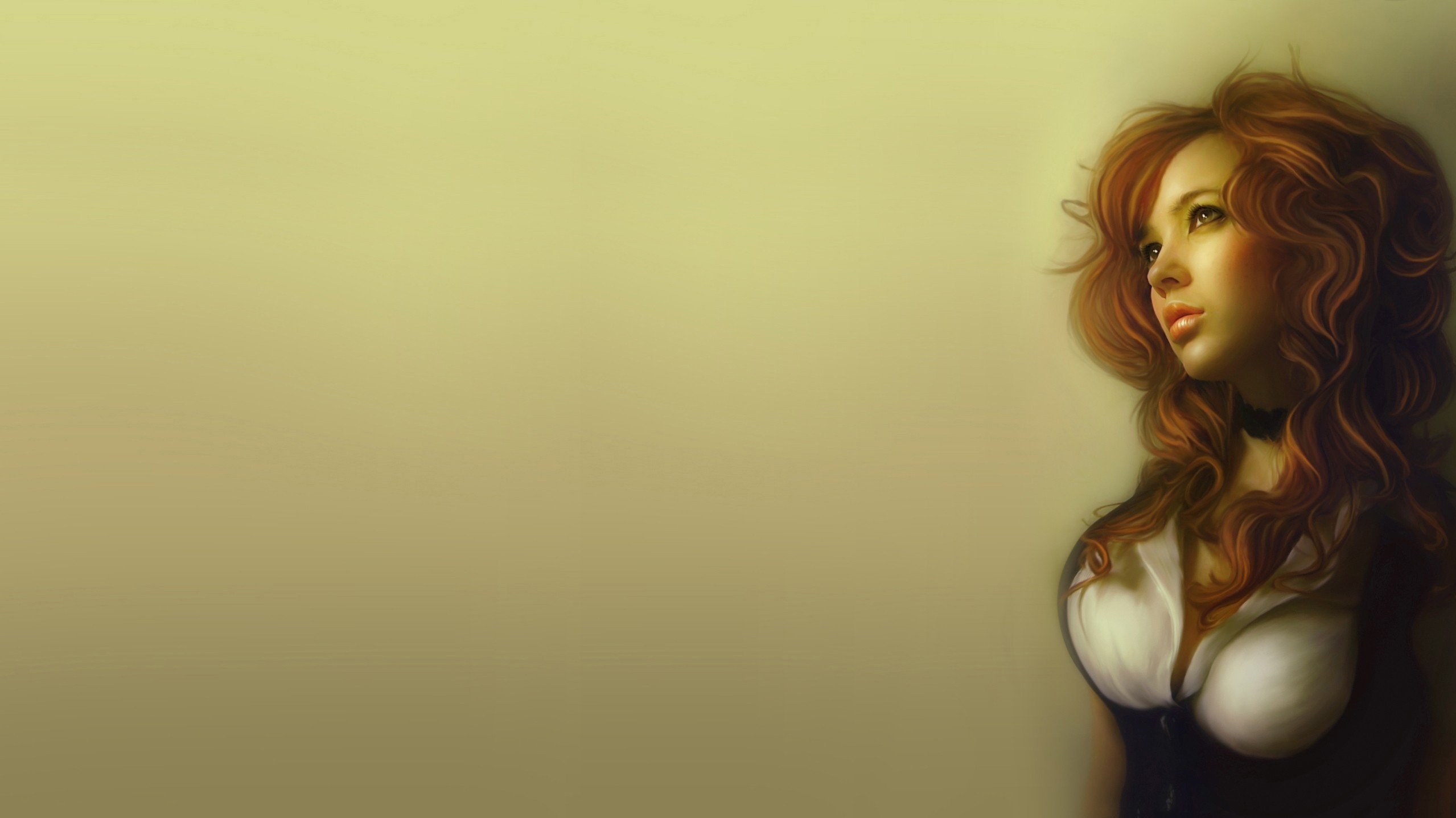 Artwork of a woman with long wavy hair HD Wallpaper