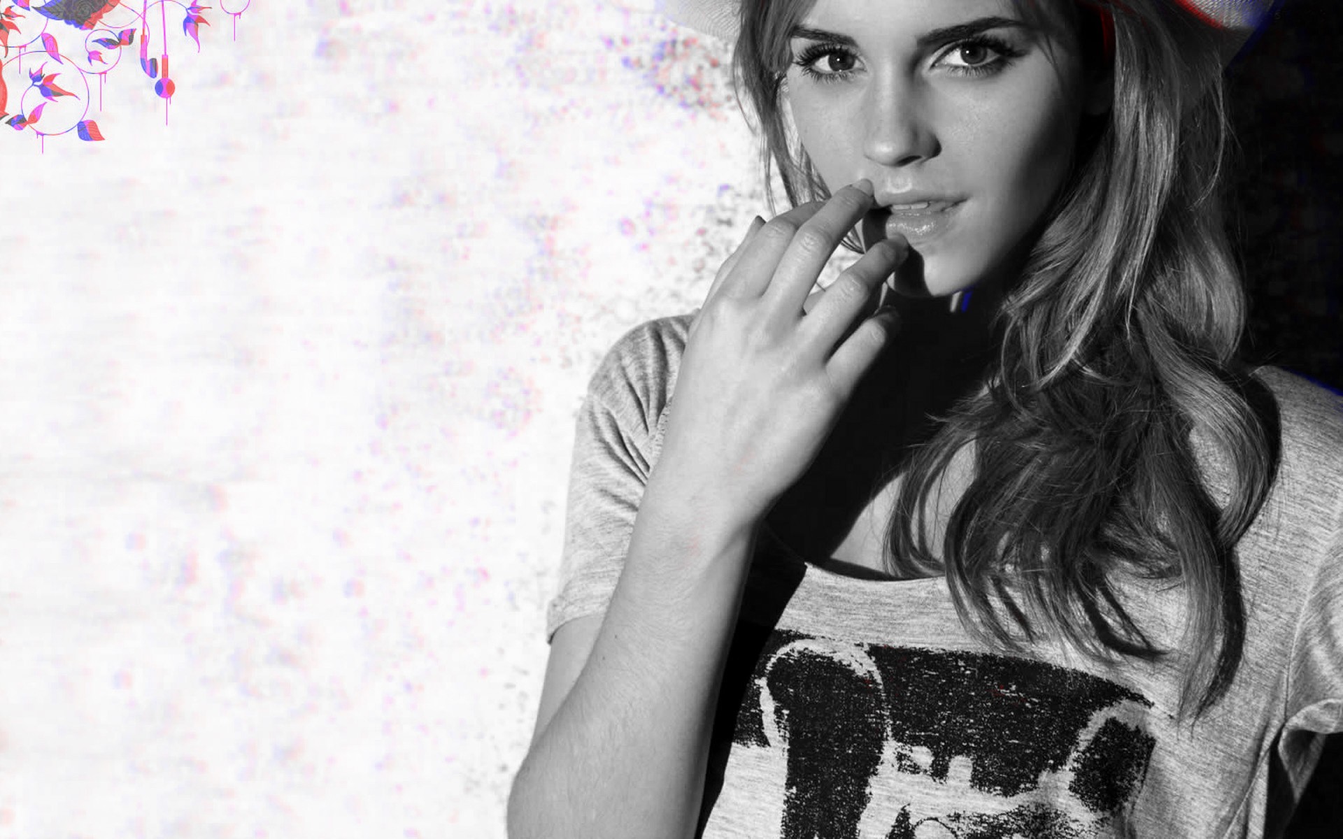 Emma Watson in anaglyph 3D style HD Wallpaper