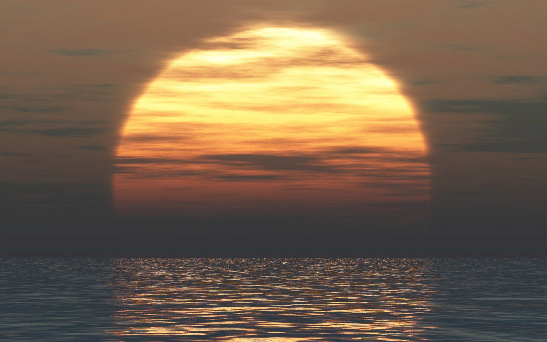 Sunset over the ocean with clouds HD Wallpaper