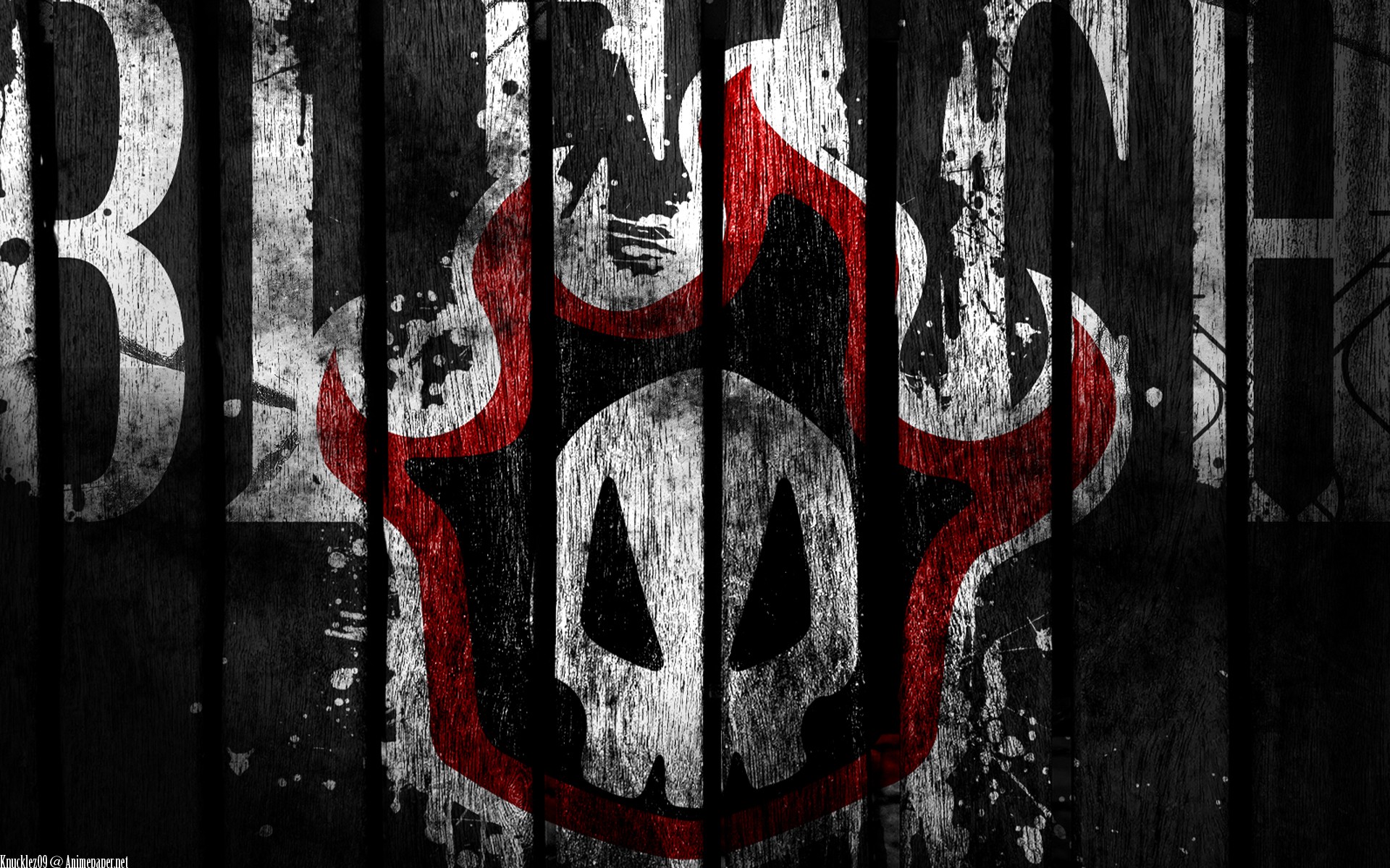 Bleach logo with skull emblem on wood HD Wallpaper
