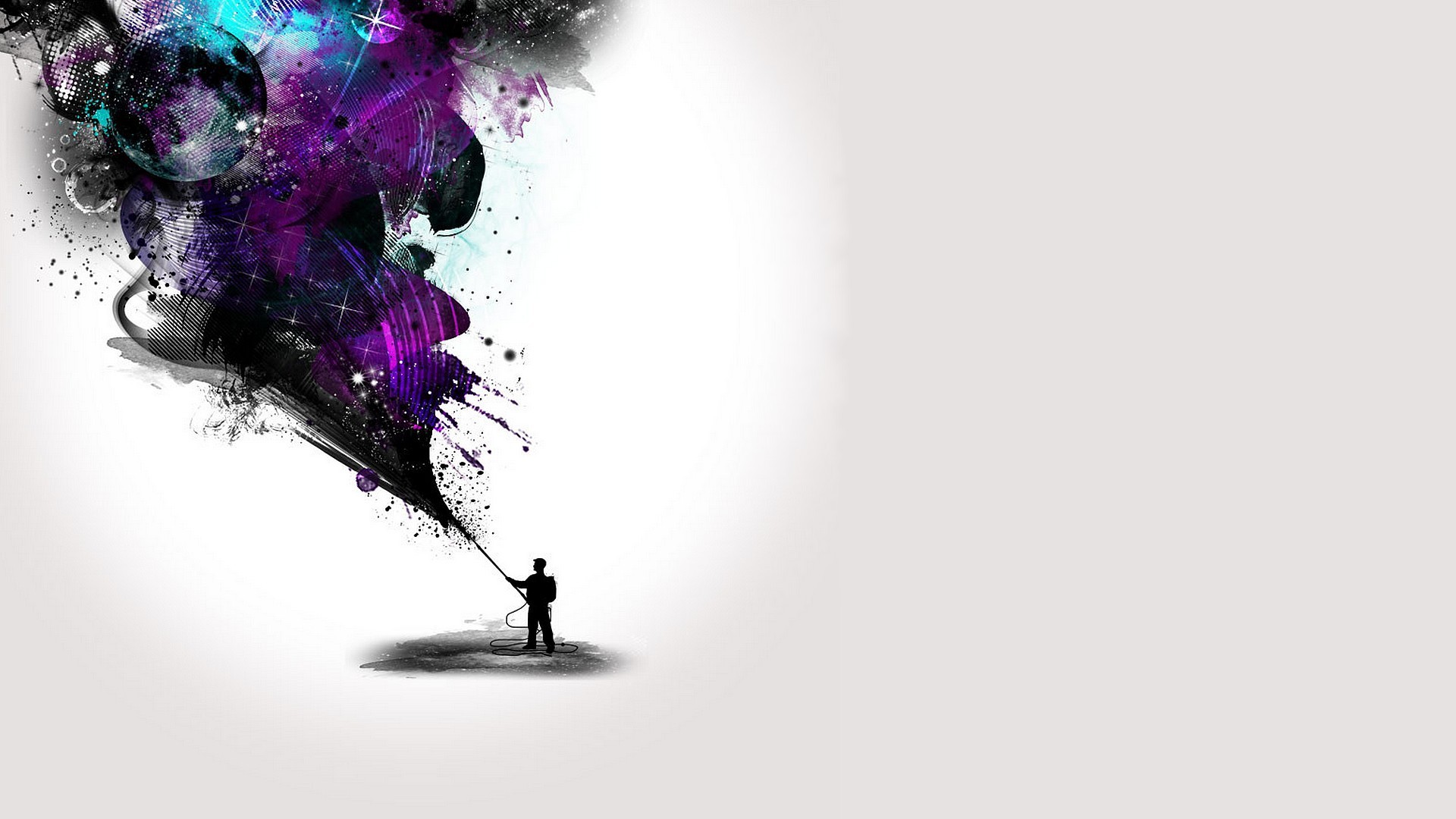 Abstract explosion of color with a silhouetted figure HD Wallpaper