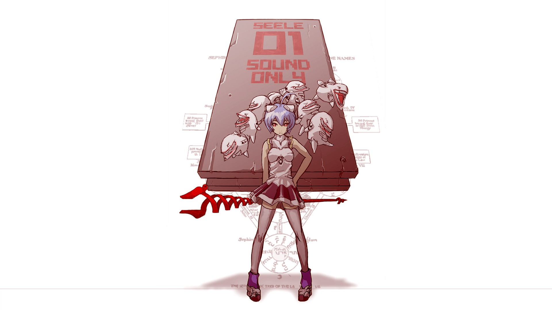 Ayanami Rei and SEELE monolith from Neon Genesis Evangelion HD Wallpaper