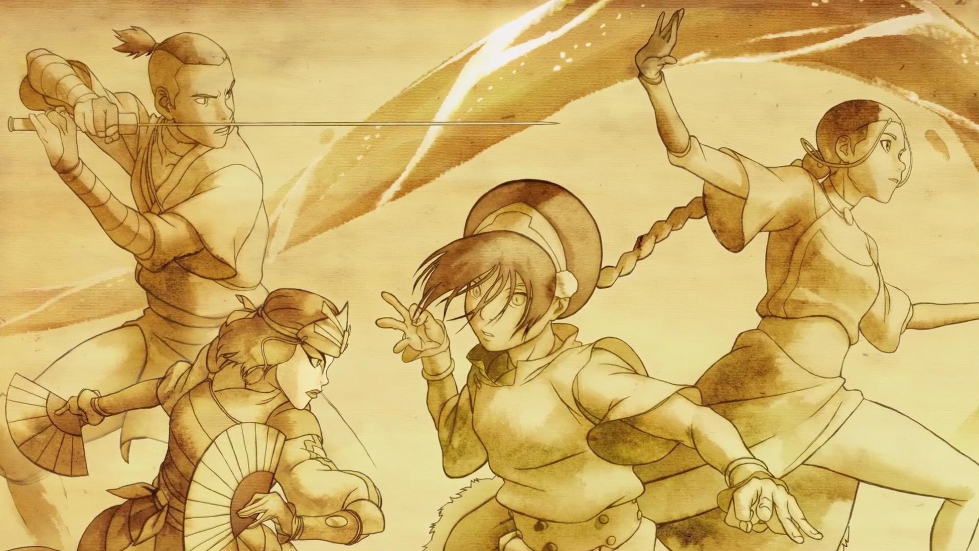 Avatar The Last Airbender Characters in Sepia Tones HD Wallpaper