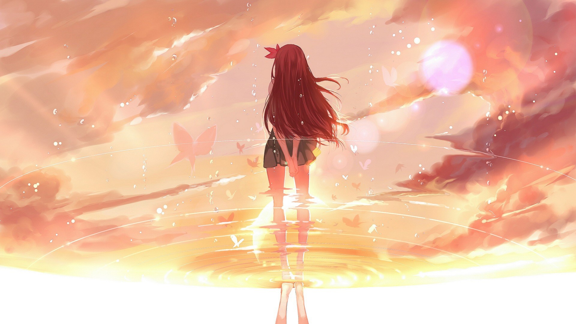 Kisaragi from Kantai Collection in a Sunset HD Wallpaper