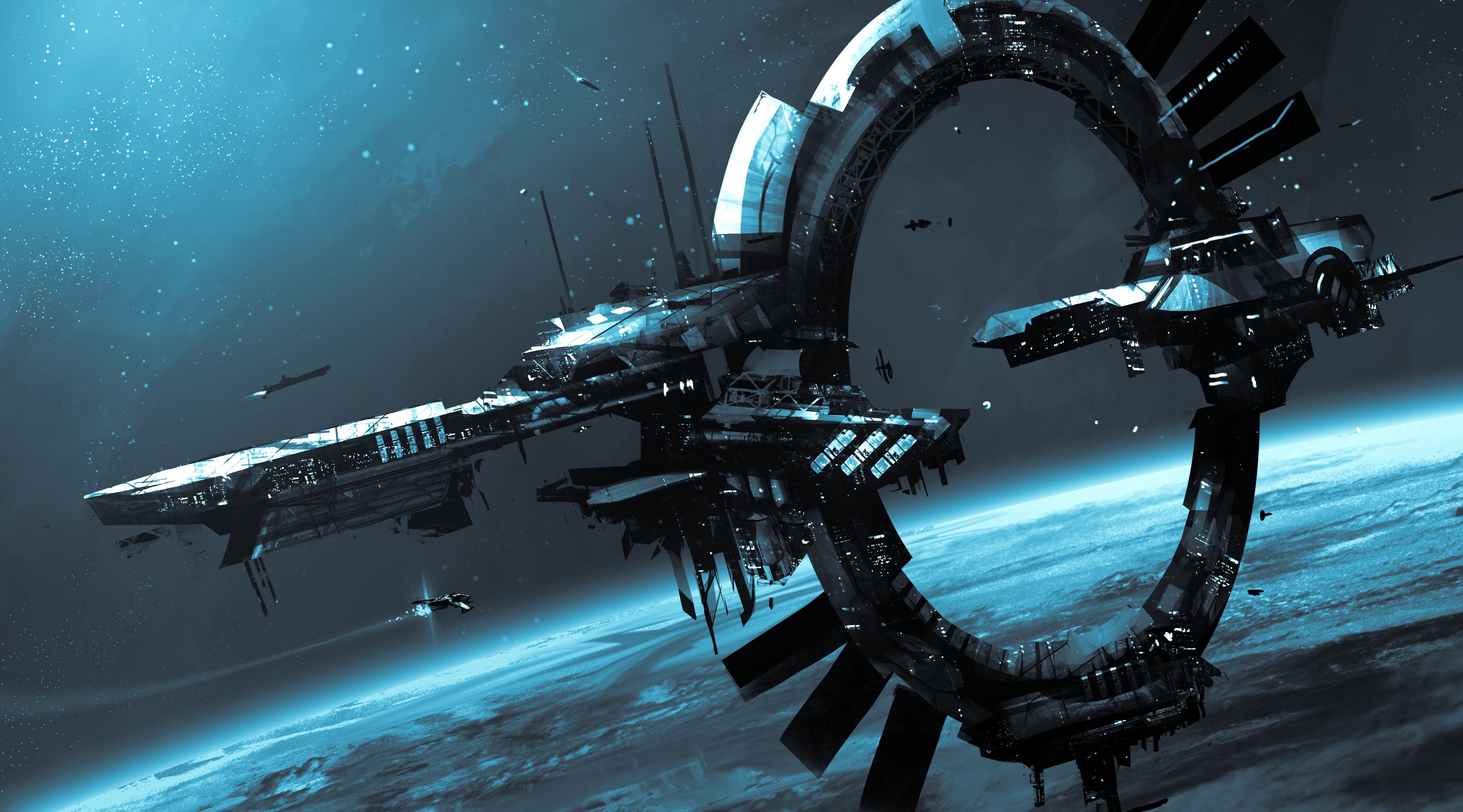 Star Citizen space station above Earth HD Wallpaper