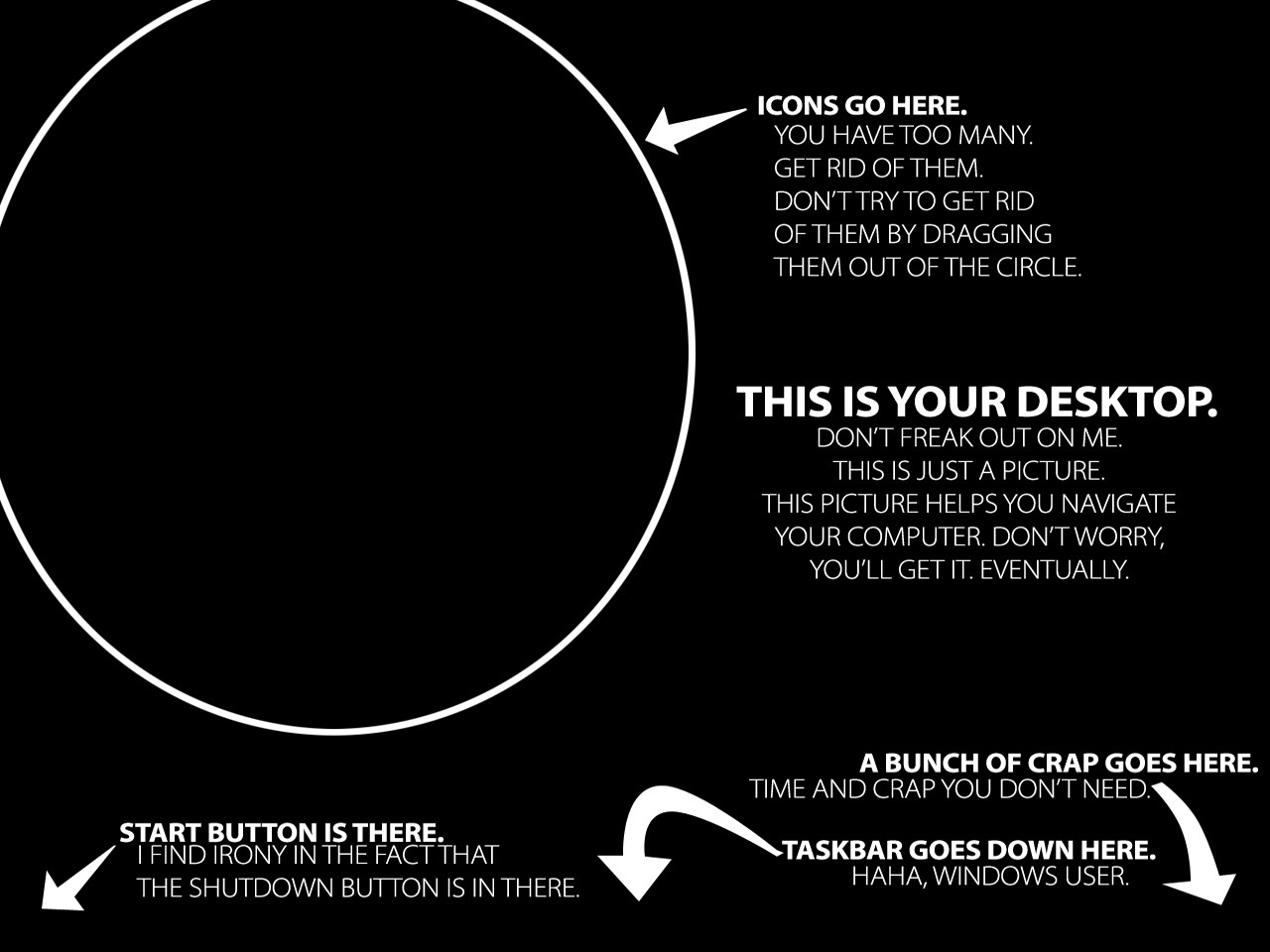 Humorous desktop illustration with text HD Wallpaper