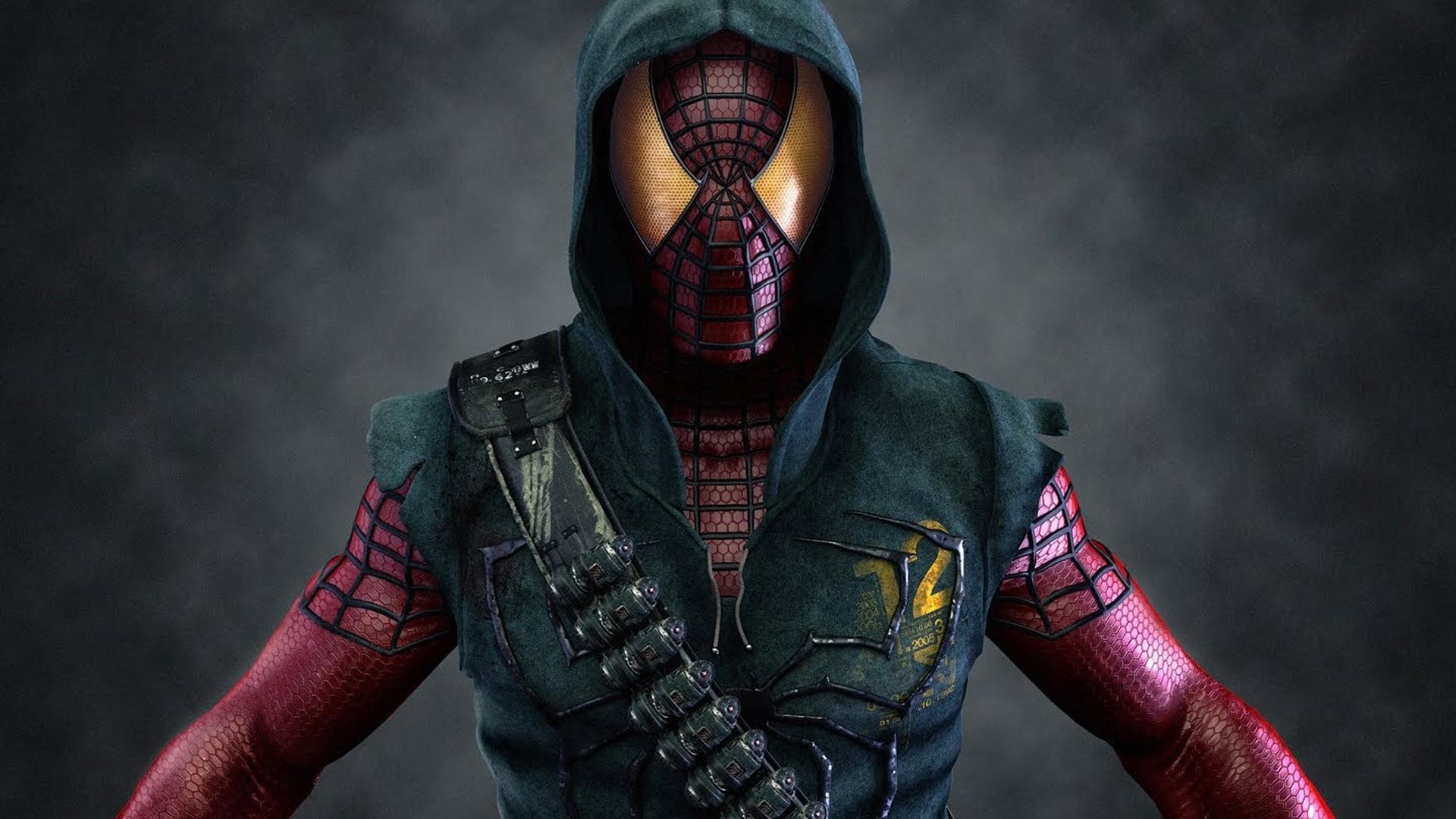 Spider-Man with a hooded vest and ammo belt HD Wallpaper