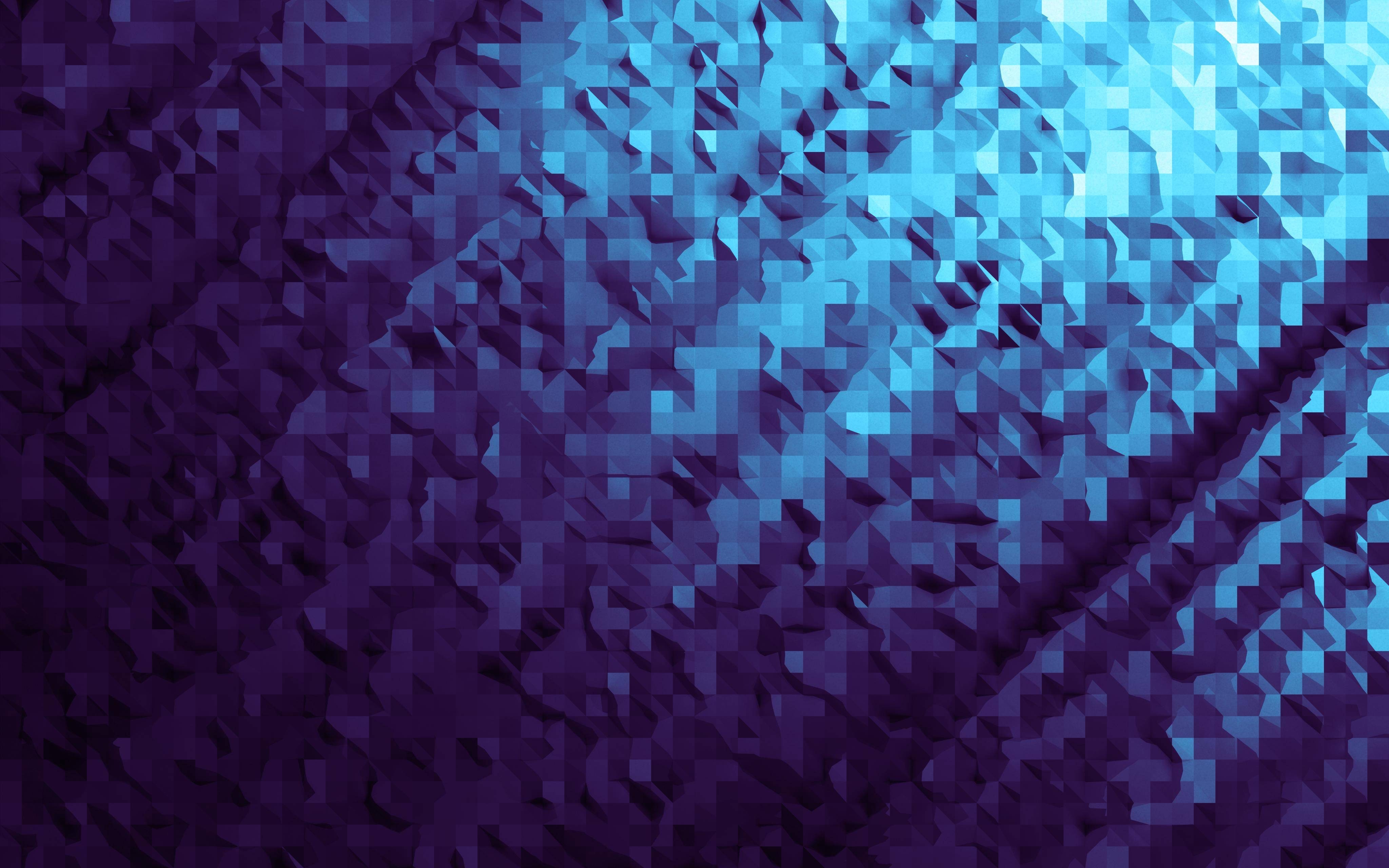 Abstract geometric low-poly landscape with blue and purple gradient HD Wallpaper