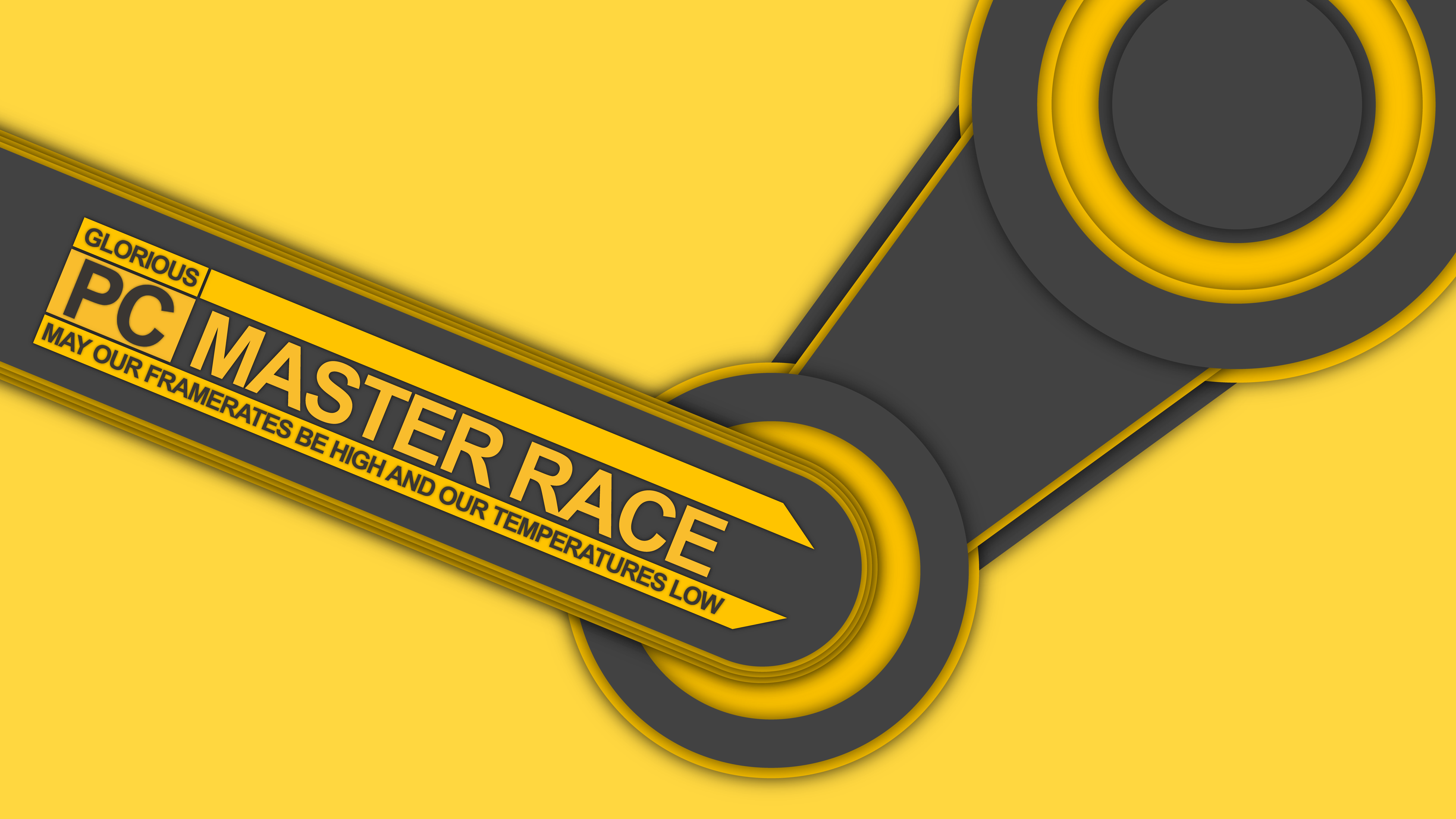 PC Master Race Steam Logo Yellow and Gray HD Wallpaper