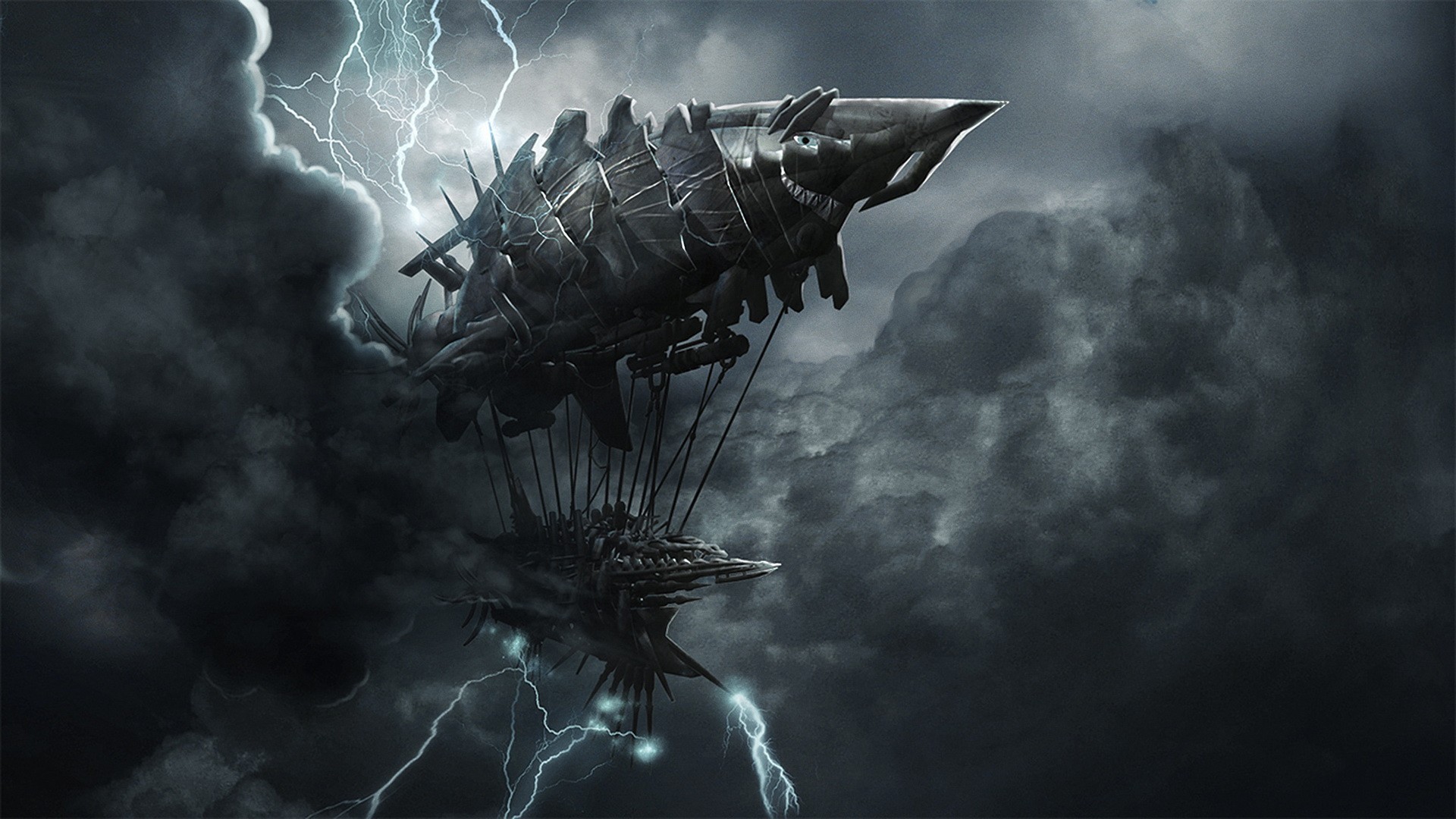World of Warcraft steampunk airships in a storm HD Wallpaper