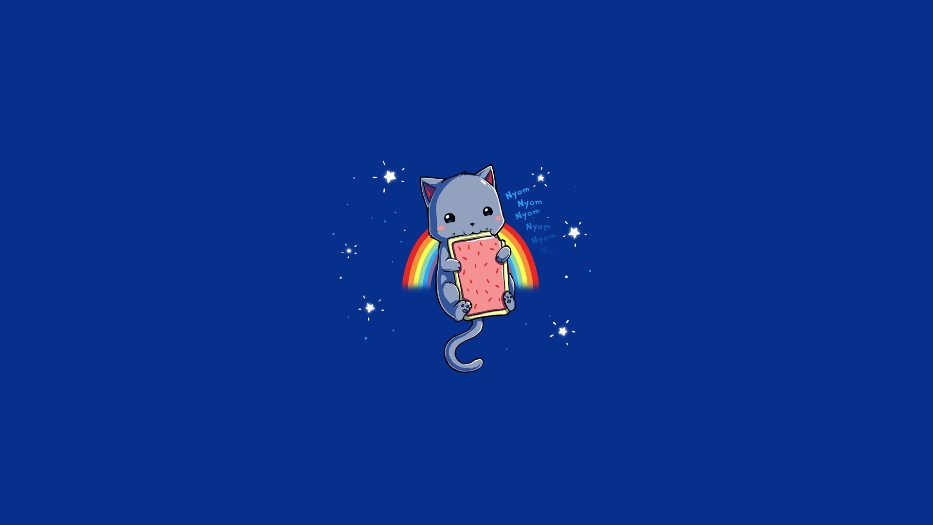 Nyan Cat eating a Pop-Tart with a rainbow trail HD Wallpaper