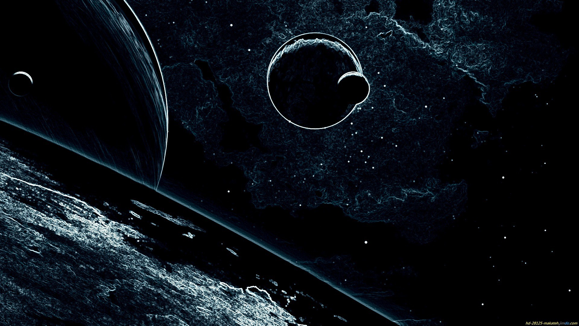 Abstract science fiction planets and nebulae HD Wallpaper