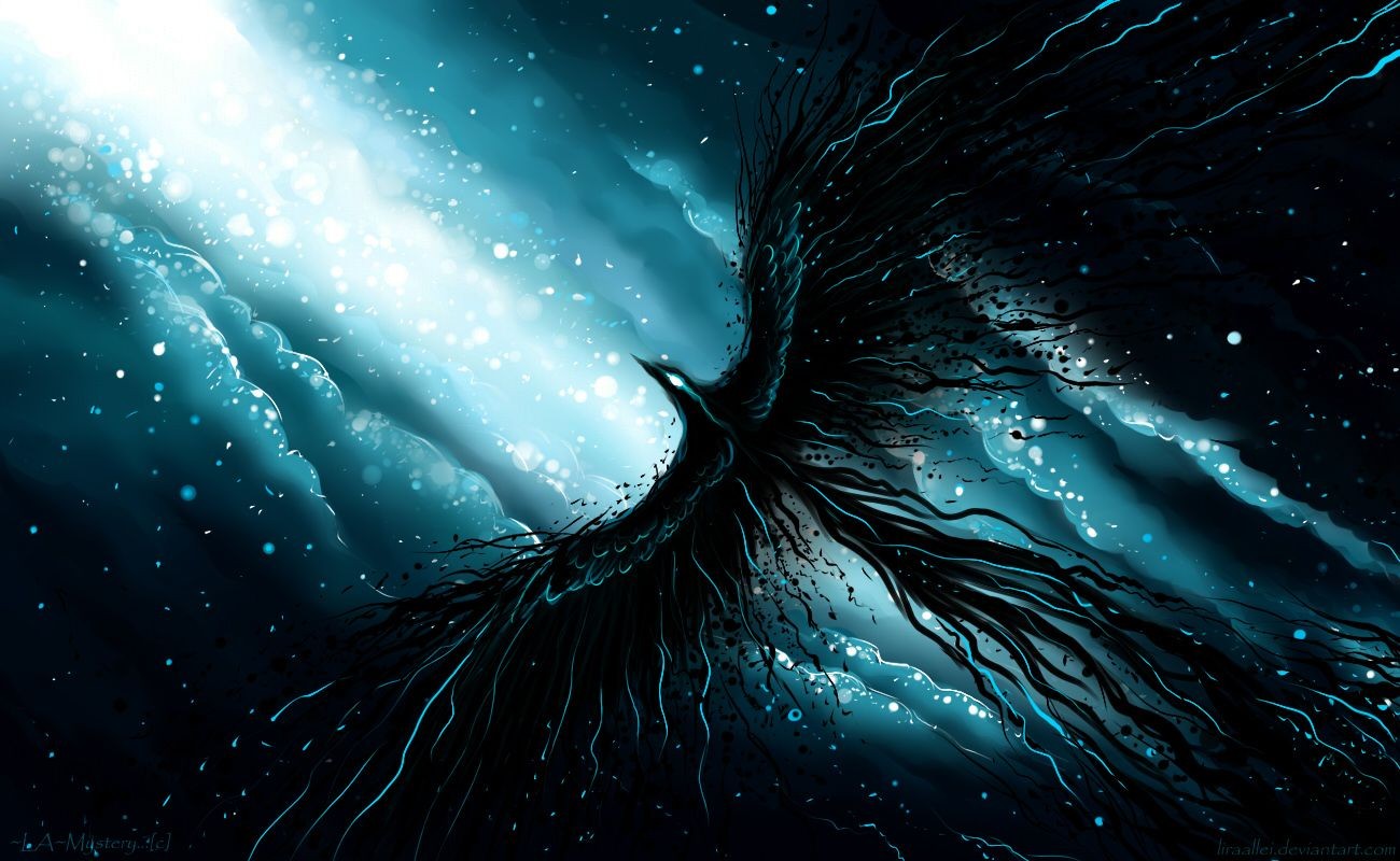Dark Phoenix Ascending in a Cosmic Sky HD Wallpaper