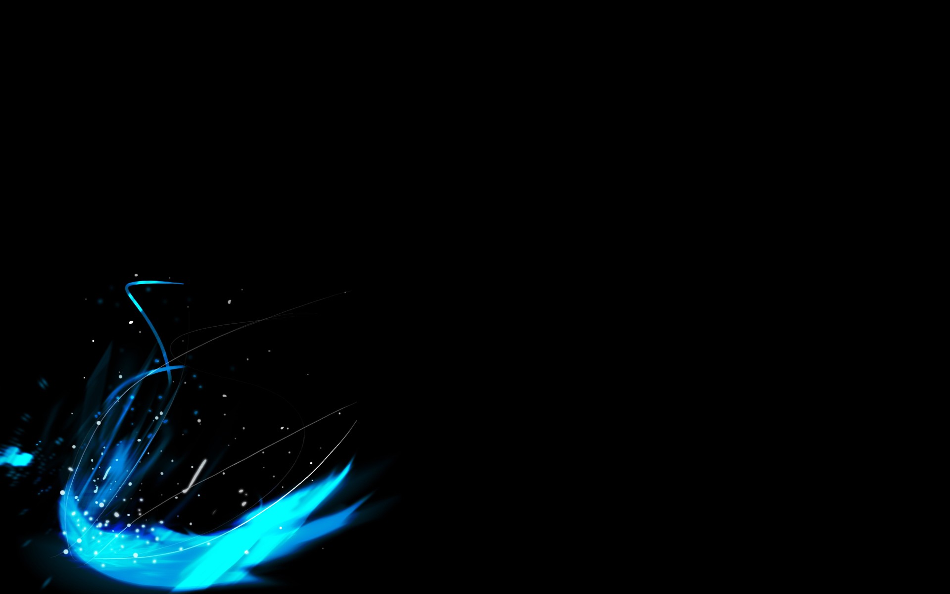 Abstract blue light streaks and particles on black HD Wallpaper