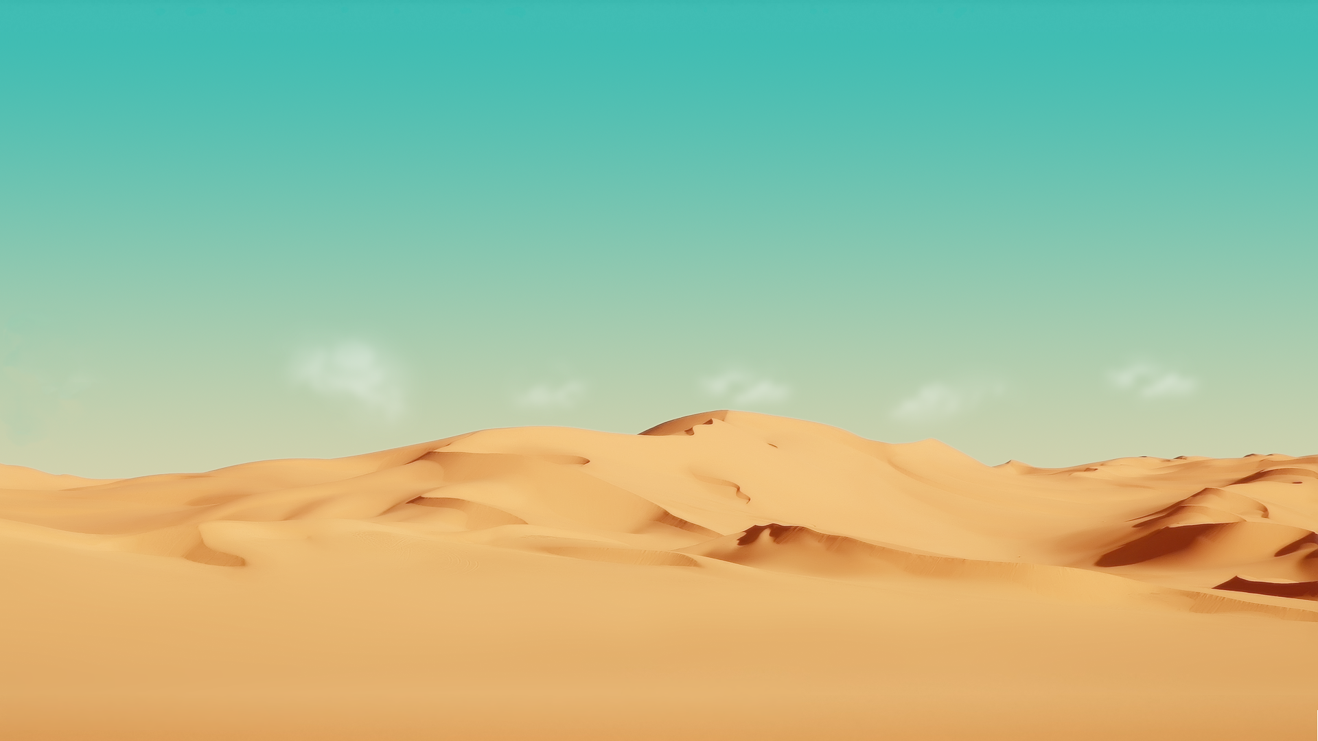 Desert landscape with sand dunes and a turquoise sky HD Wallpaper