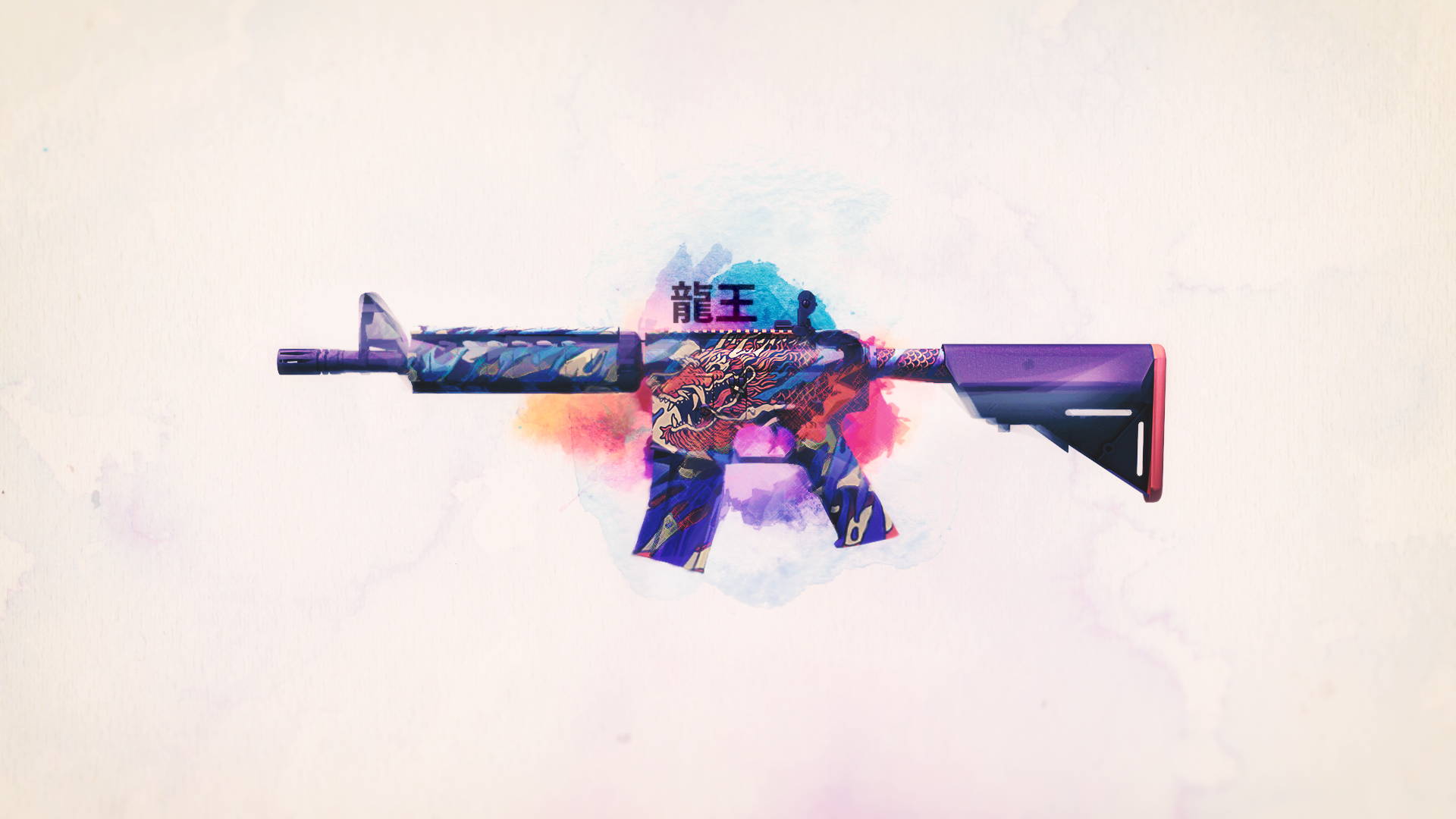 M4A4 Dragon King skin from CS:GO HD Wallpaper