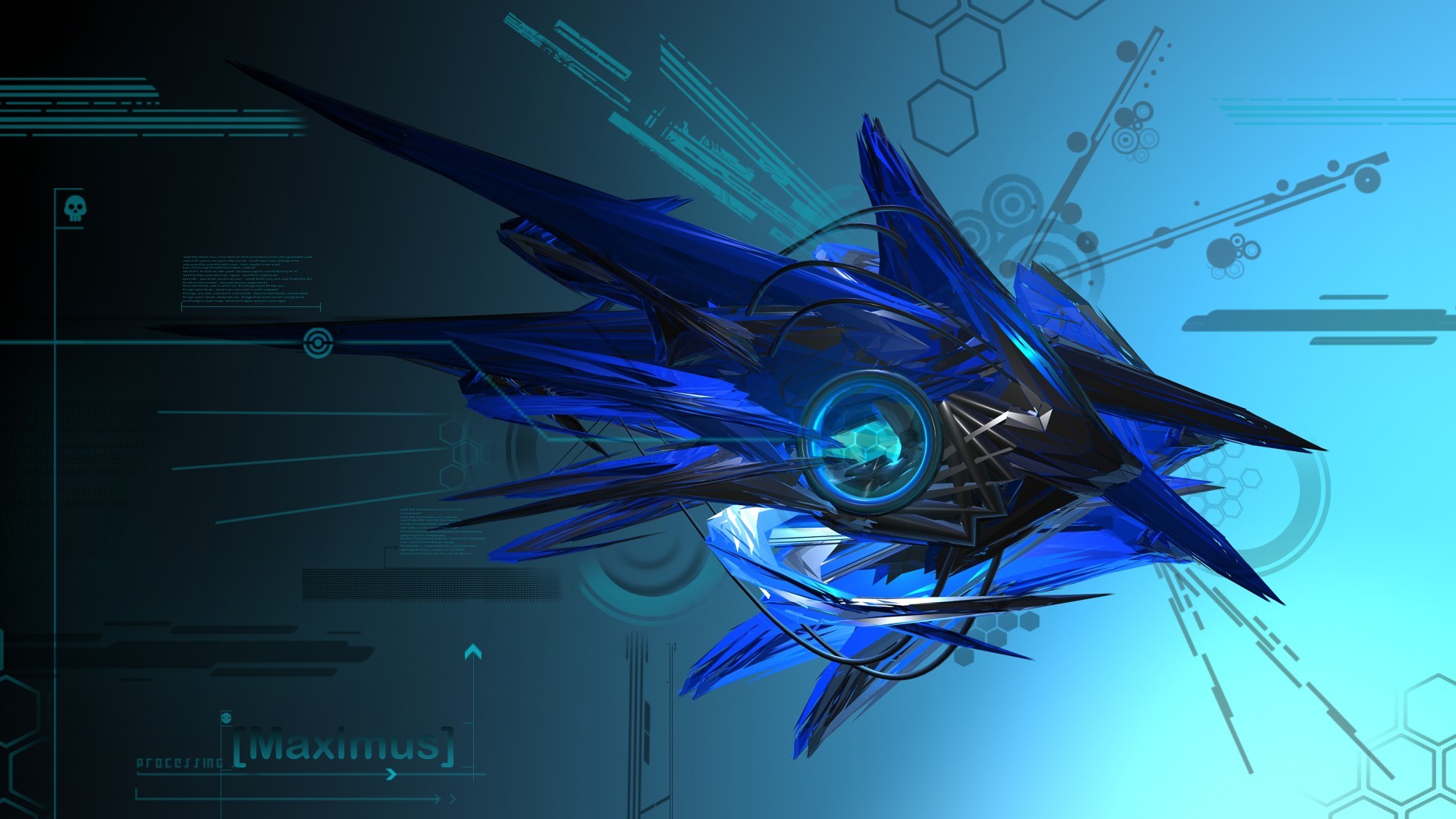 Abstract blue futuristic mechanical object with geometric patterns HD Wallpaper