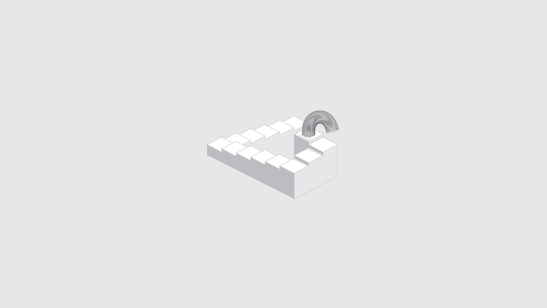 Impossible staircase with a slinky HD Wallpaper