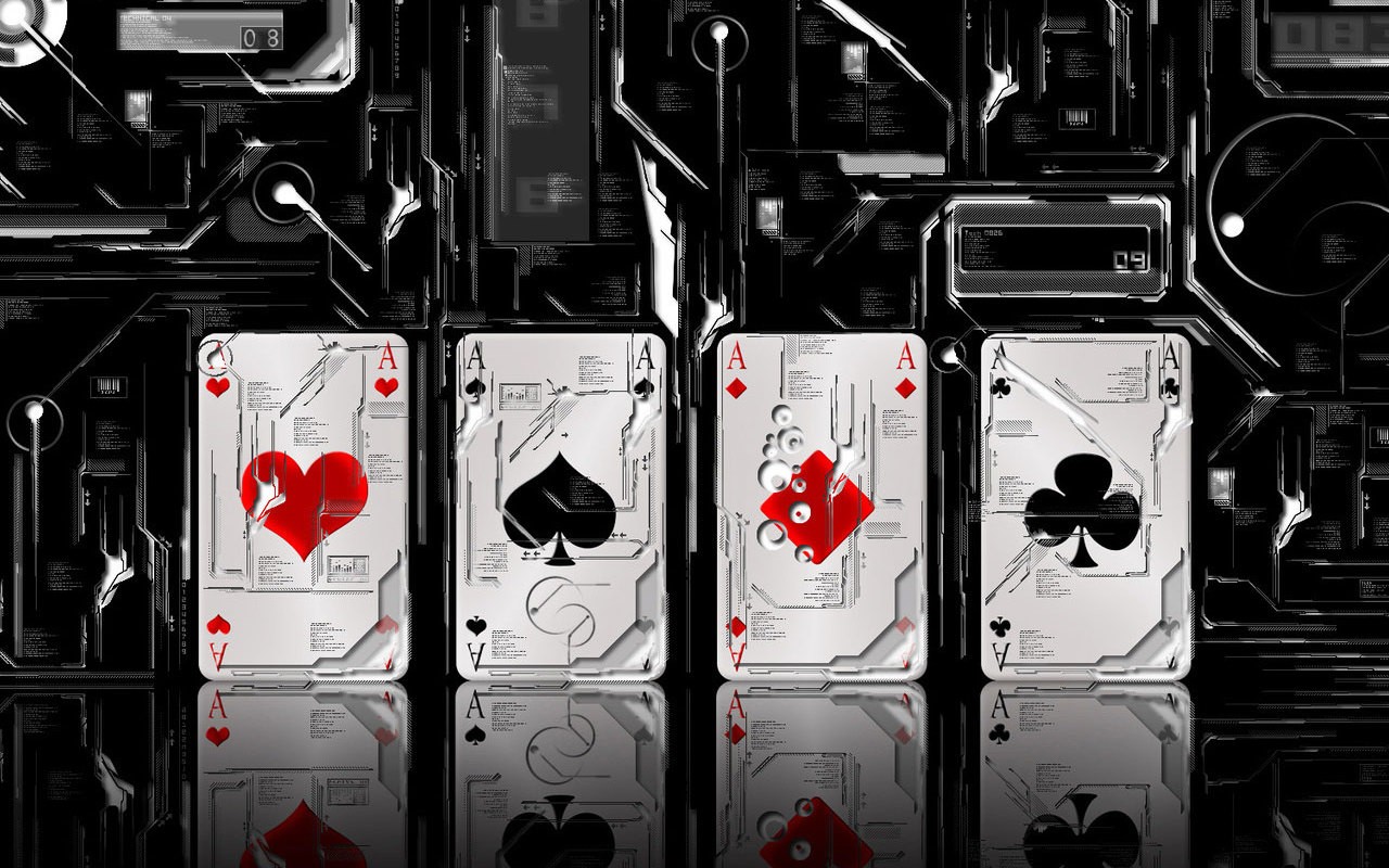 Four Aces of playing cards with a futuristic design HD Wallpaper