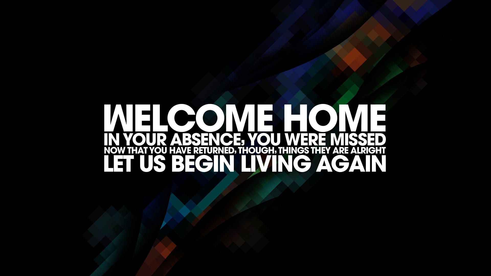Welcome Home typography with abstract pattern HD Wallpaper