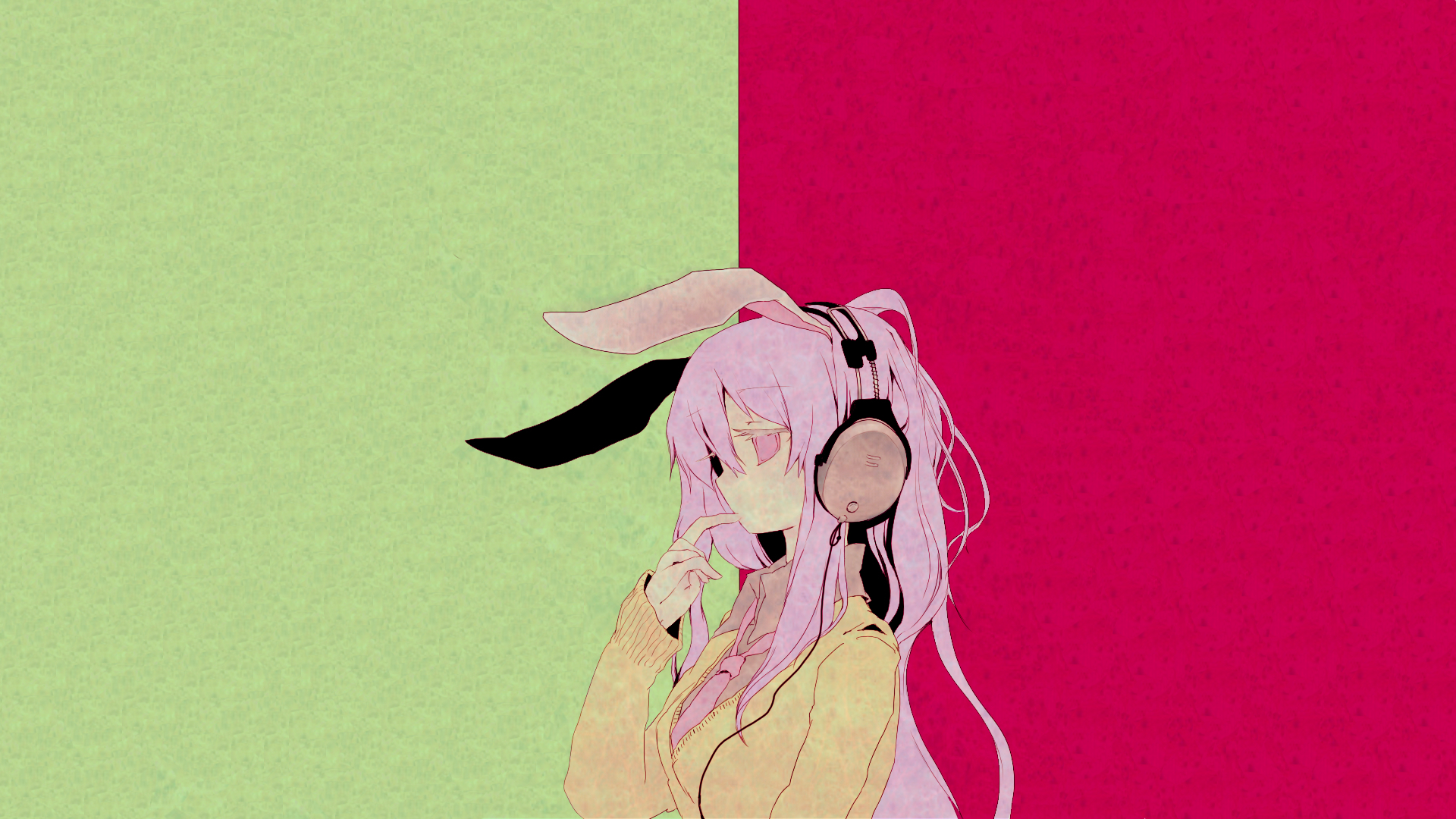 Reisen Udongein Inaba with headphones and bunny ears HD Wallpaper