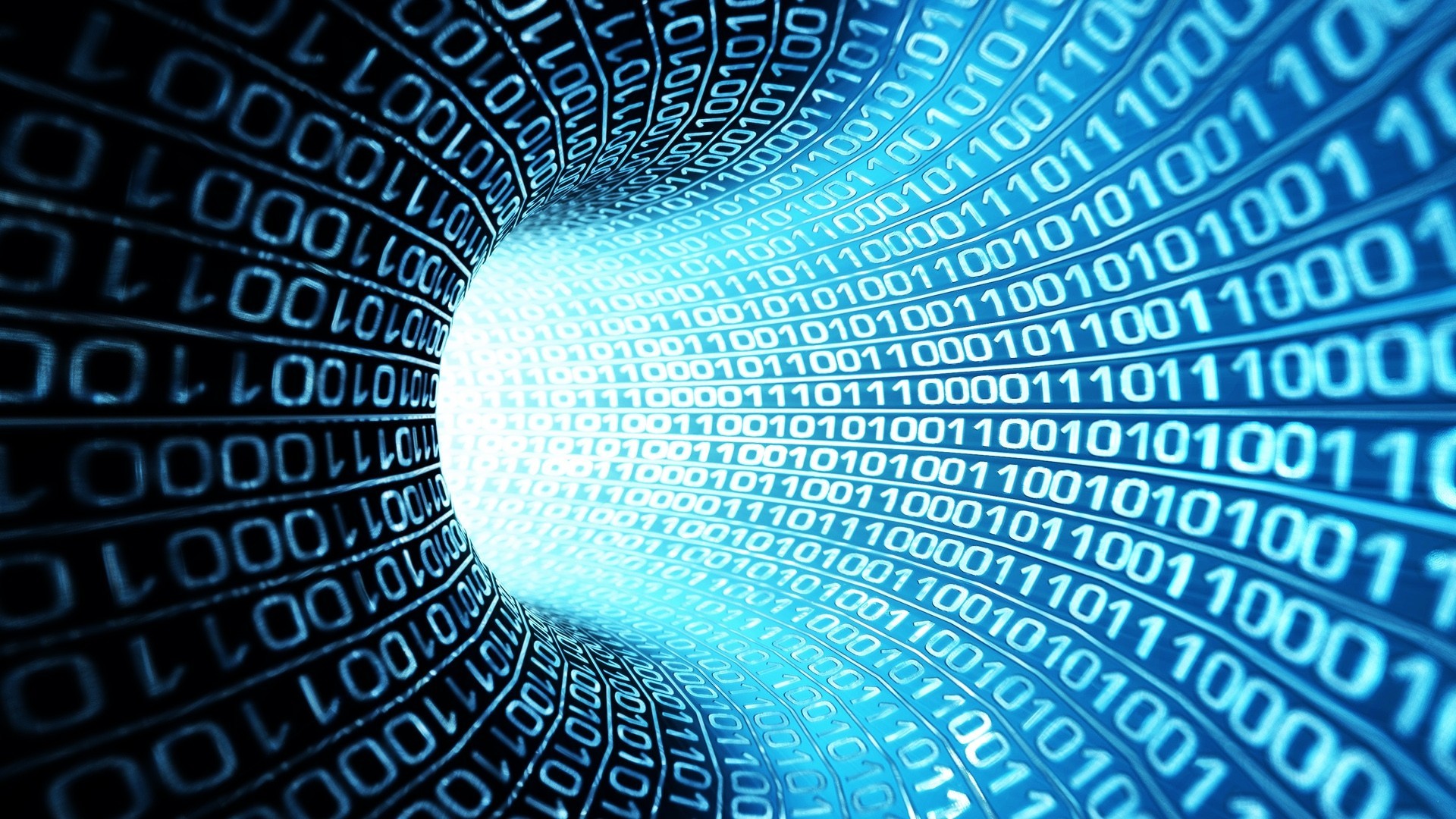 Abstract digital art of a binary code tunnel HD Wallpaper