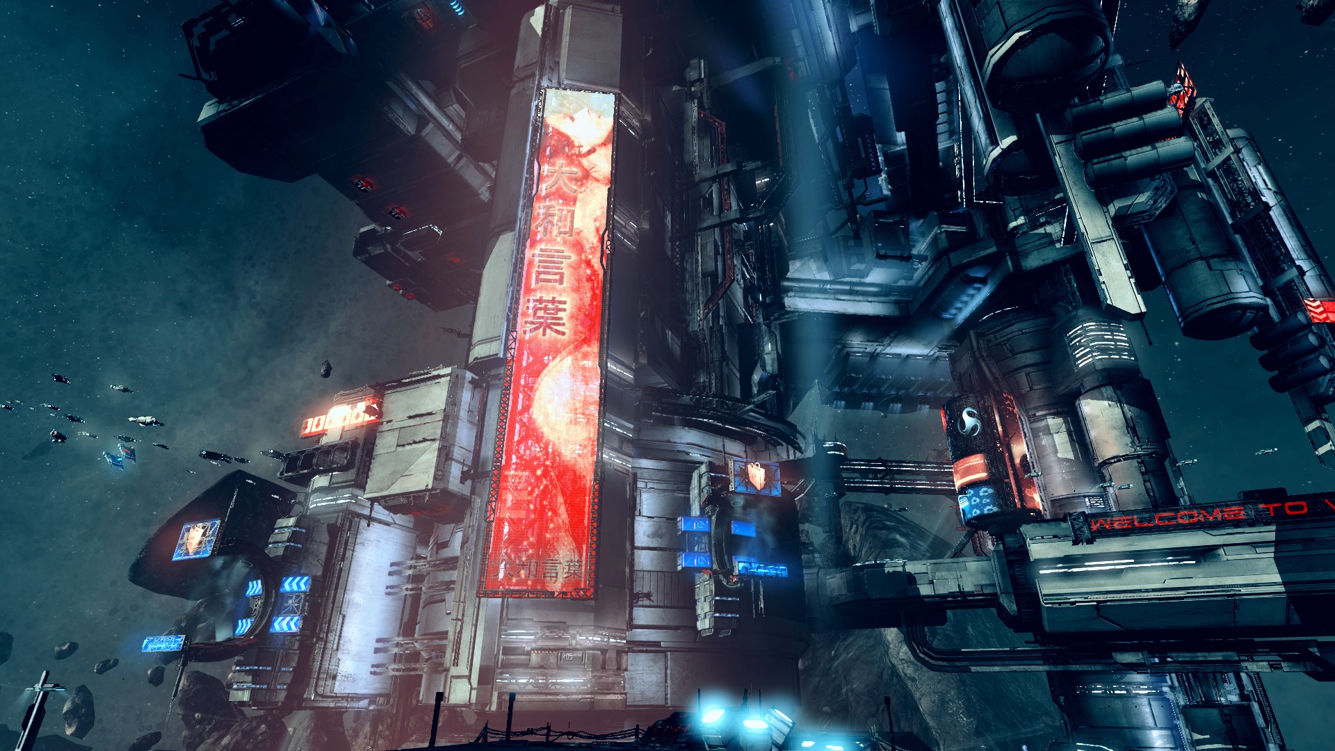 Star Citizen space station with ships HD Wallpaper